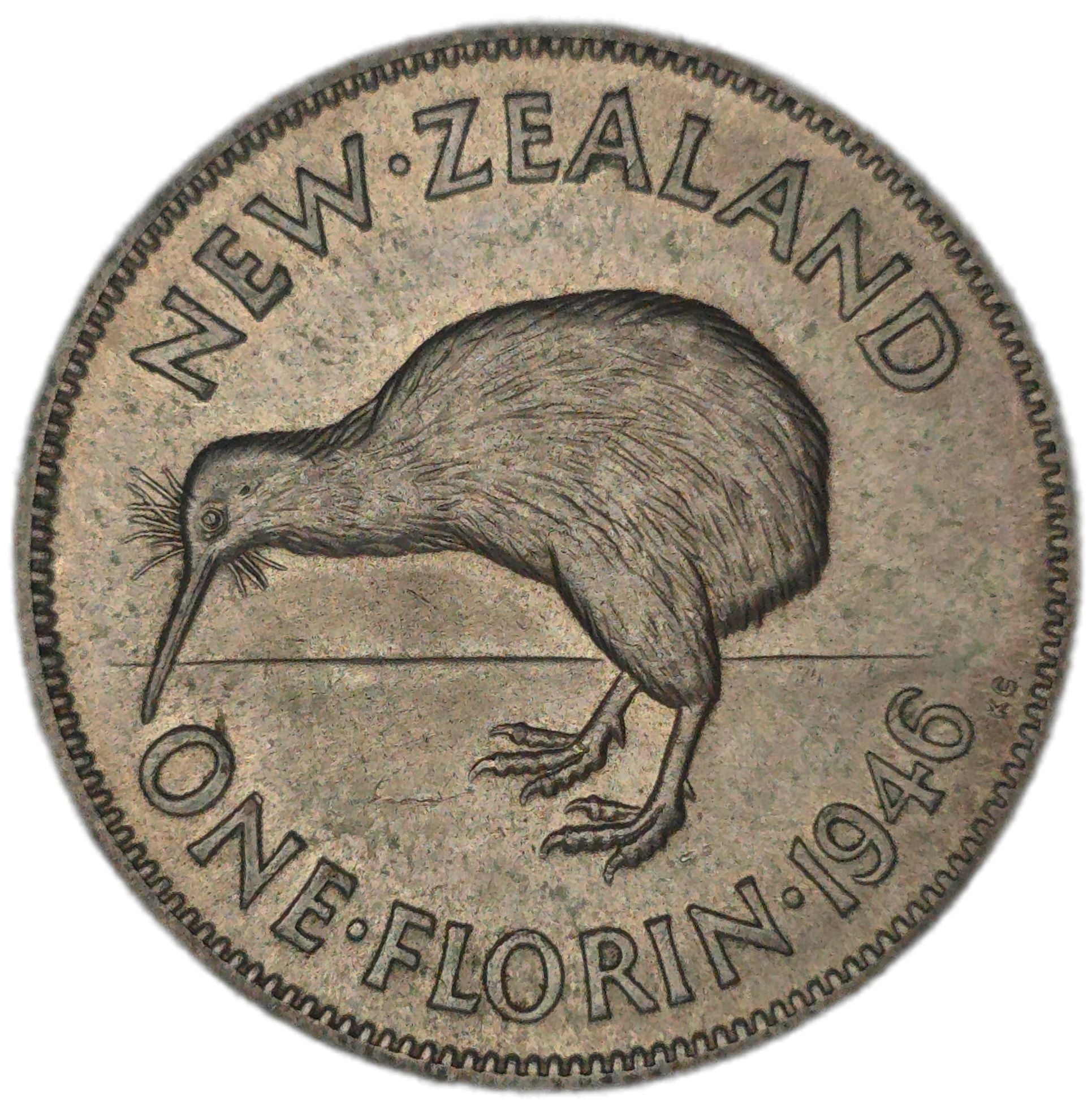 1946 New Zealand Florin, gVF - Arts & Entertainment > Hobbies & Creative Arts > Collectibles > Collectible Coins & Currency > Collectible Coins > Rare Coins from The Half Crown