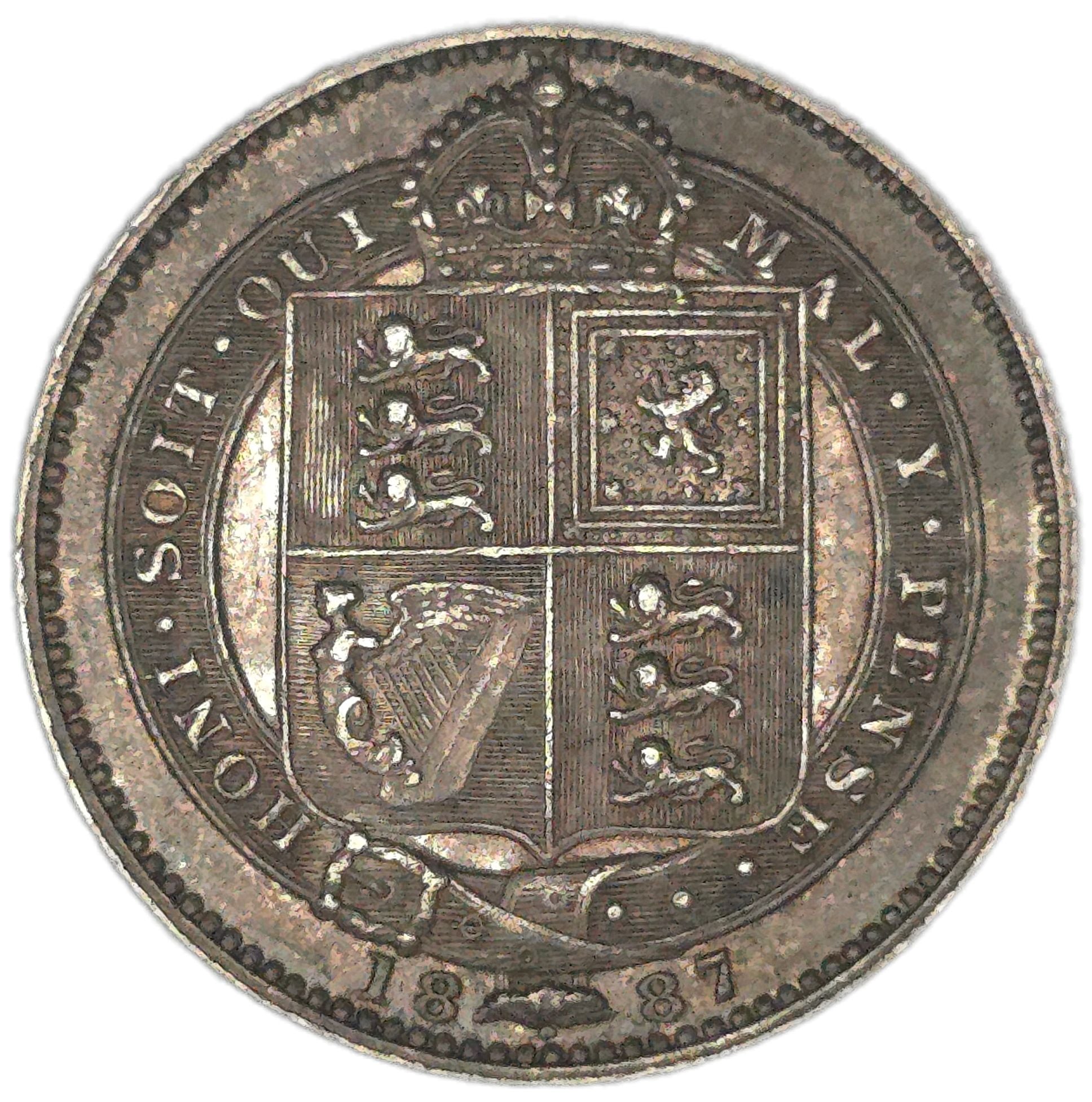 1887 United Kingdom Shilling, gVF - Arts & Entertainment > Hobbies & Creative Arts > Collectibles > Collectible Coins & Currency > Collectible Coins > Rare Coins from The Half Crown