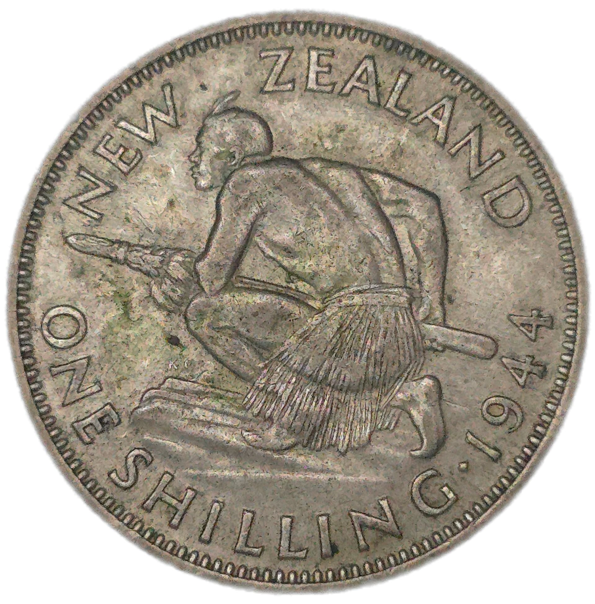1944 New Zealand Shilling - Arts & Entertainment > Hobbies & Creative Arts > Collectibles > Collectible Coins & Currency > Collectible Coins > Rare Coins from The Half Crown