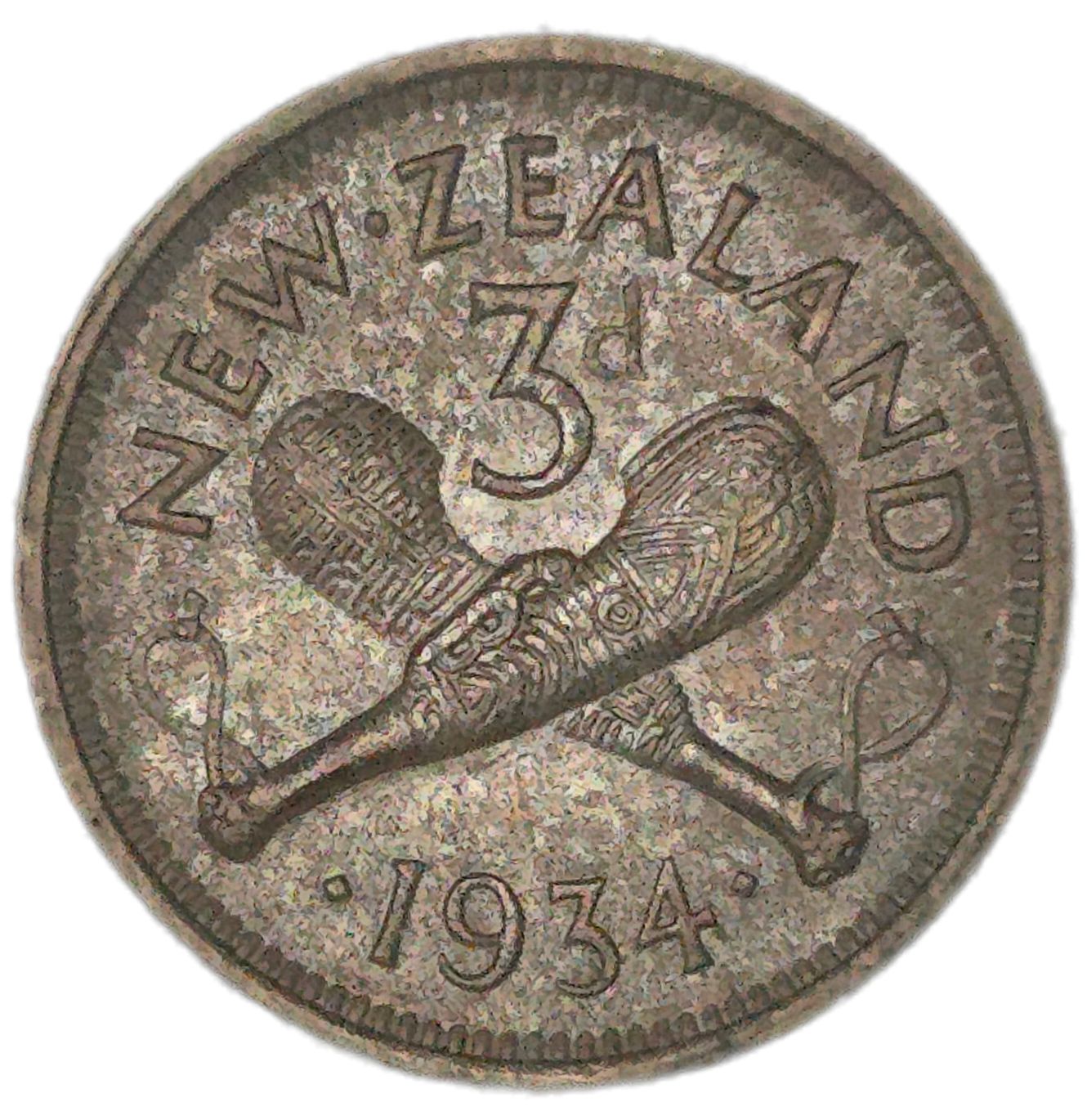 1934 New Zealand Threepence, gEF - Arts & Entertainment > Hobbies & Creative Arts > Collectibles > Collectible Coins & Currency > Collectible Coins > Rare Coins from The Half Crown