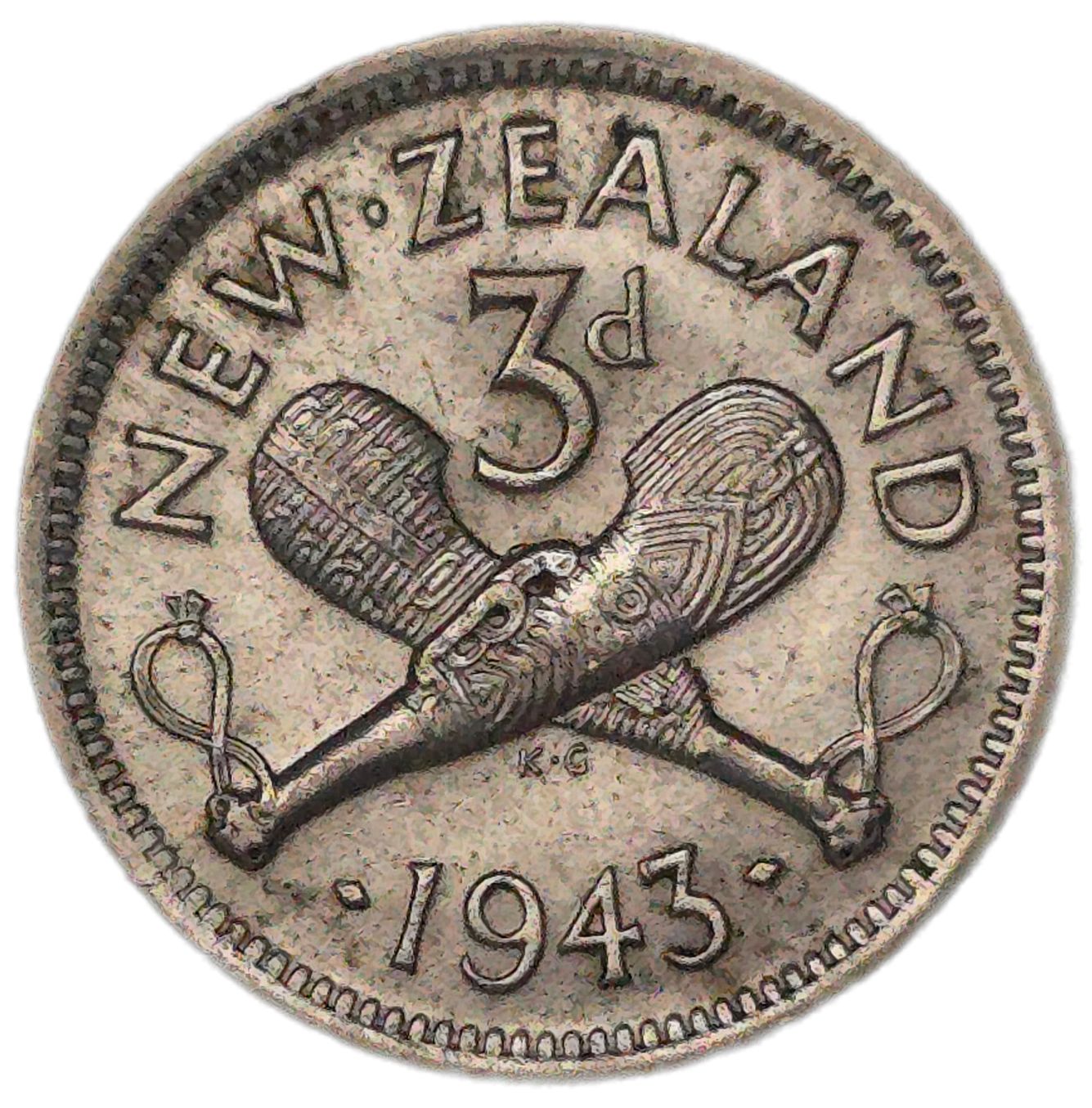 1943 New Zealand Threepence, EF - Arts & Entertainment > Hobbies & Creative Arts > Collectibles > Collectible Coins & Currency > Collectible Coins > Rare Coins from The Half Crown