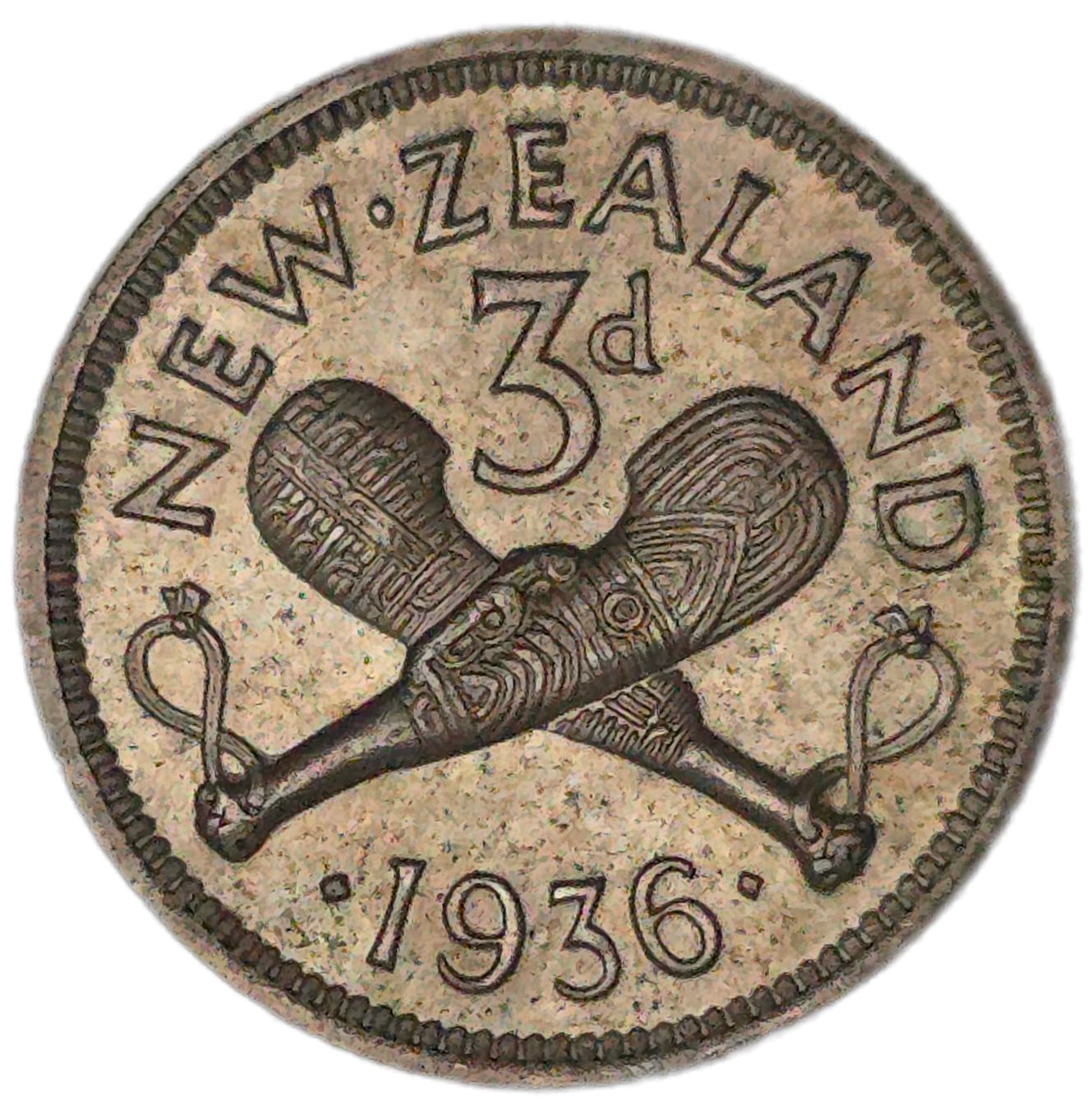 1936 New Zealand Threepence, gEF - Arts & Entertainment > Hobbies & Creative Arts > Collectibles > Collectible Coins & Currency > Collectible Coins > Rare Coins from The Half Crown