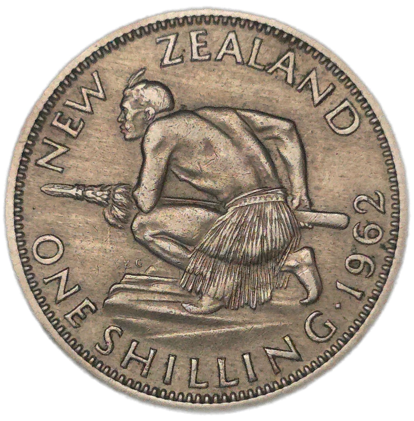1962 New Zealand Shilling, No Horizon, VF - Arts & Entertainment > Hobbies & Creative Arts > Collectibles > Collectible Coins & Currency > Collectible Coins > Rare Coins from The Half Crown
