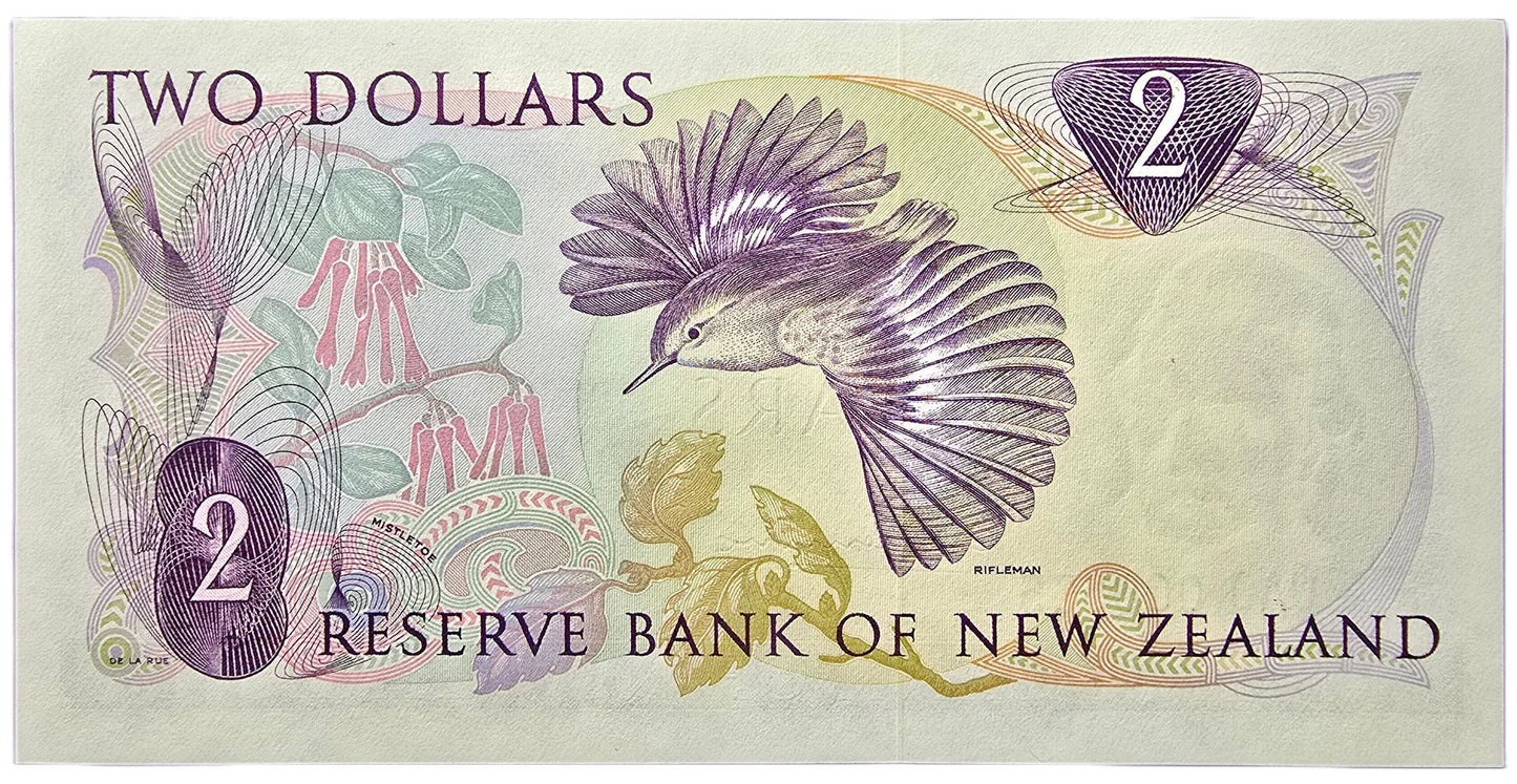 1967-1968 New Zealand Two Dollar Note, 0A0 000535