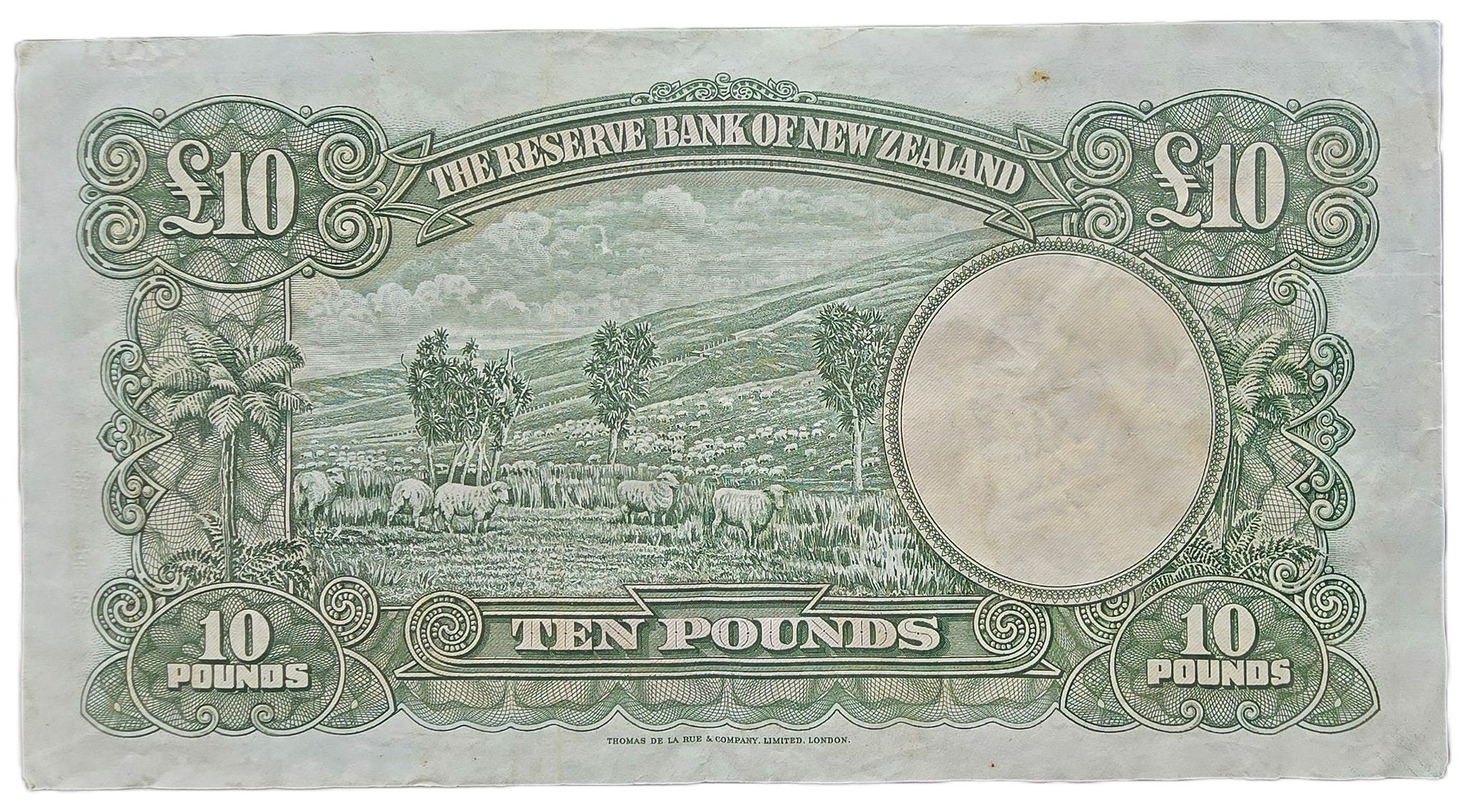 1956-1967 New Zealand Ten Pound Note, aVF - Arts & Entertainment > Hobbies & Creative Arts > Collectibles > Collectible Coins & Currency > Collectible Banknotes from The Half Crown
