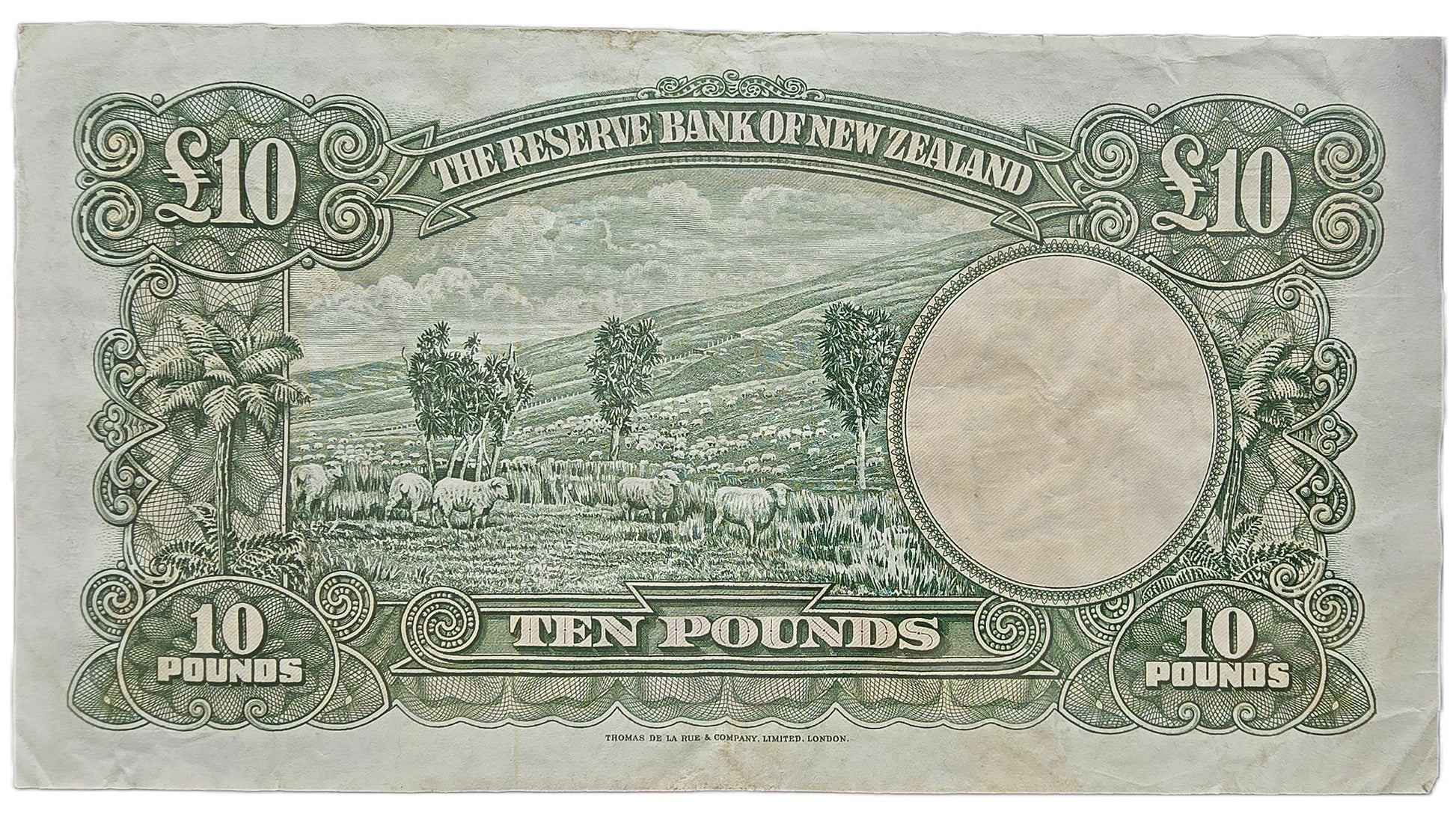 1956-1967 New Zealand Ten Pound Note, gFine - Arts & Entertainment > Hobbies & Creative Arts > Collectibles > Collectible Coins & Currency > Collectible Banknotes from The Half Crown