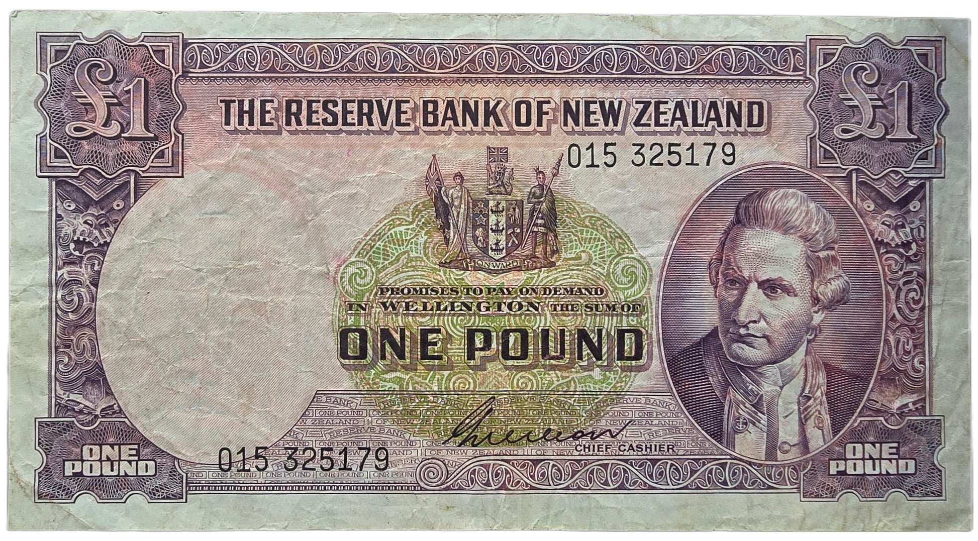 1955-1956 New Zealand One Pound, Wilson Signature - Arts & Entertainment > Hobbies & Creative Arts > Collectibles > Collectible Coins & Currency > Collectible Banknotes from The Half Crown