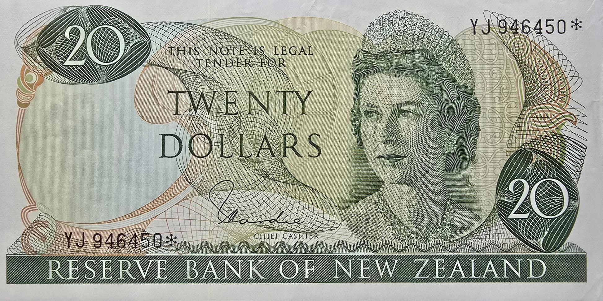 1977-1981 New Zealand Twenty Dollar Star Note - Arts & Entertainment > Hobbies & Creative Arts > Collectibles > Collectible Coins & Currency > Collectible Banknotes from The Half Crown