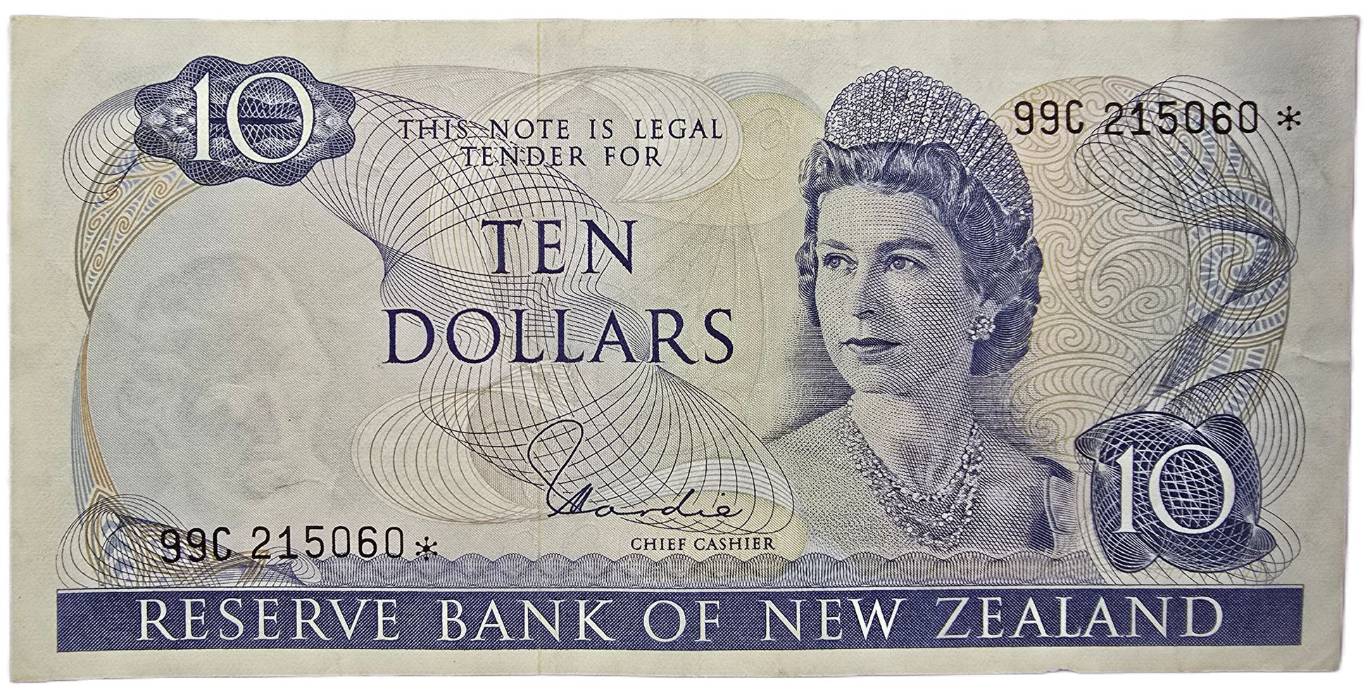 1977 - 1981 New Zealand Ten Dollar Star Note - Arts & Entertainment > Hobbies & Creative Arts > Collectibles > Collectible Coins & Currency > Collectible Banknotes from The Half Crown