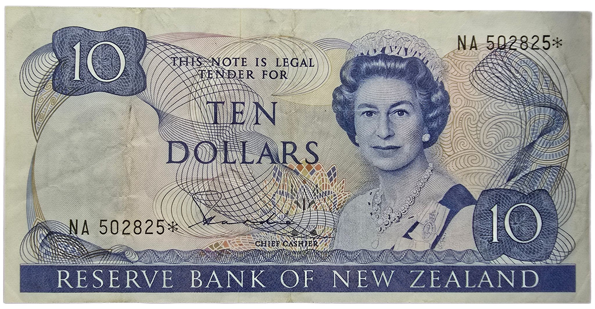 1981-1985 New Zealand Ten Dollar Star Note - Arts & Entertainment > Hobbies & Creative Arts > Collectibles > Collectible Coins & Currency > Collectible Banknotes from The Half Crown