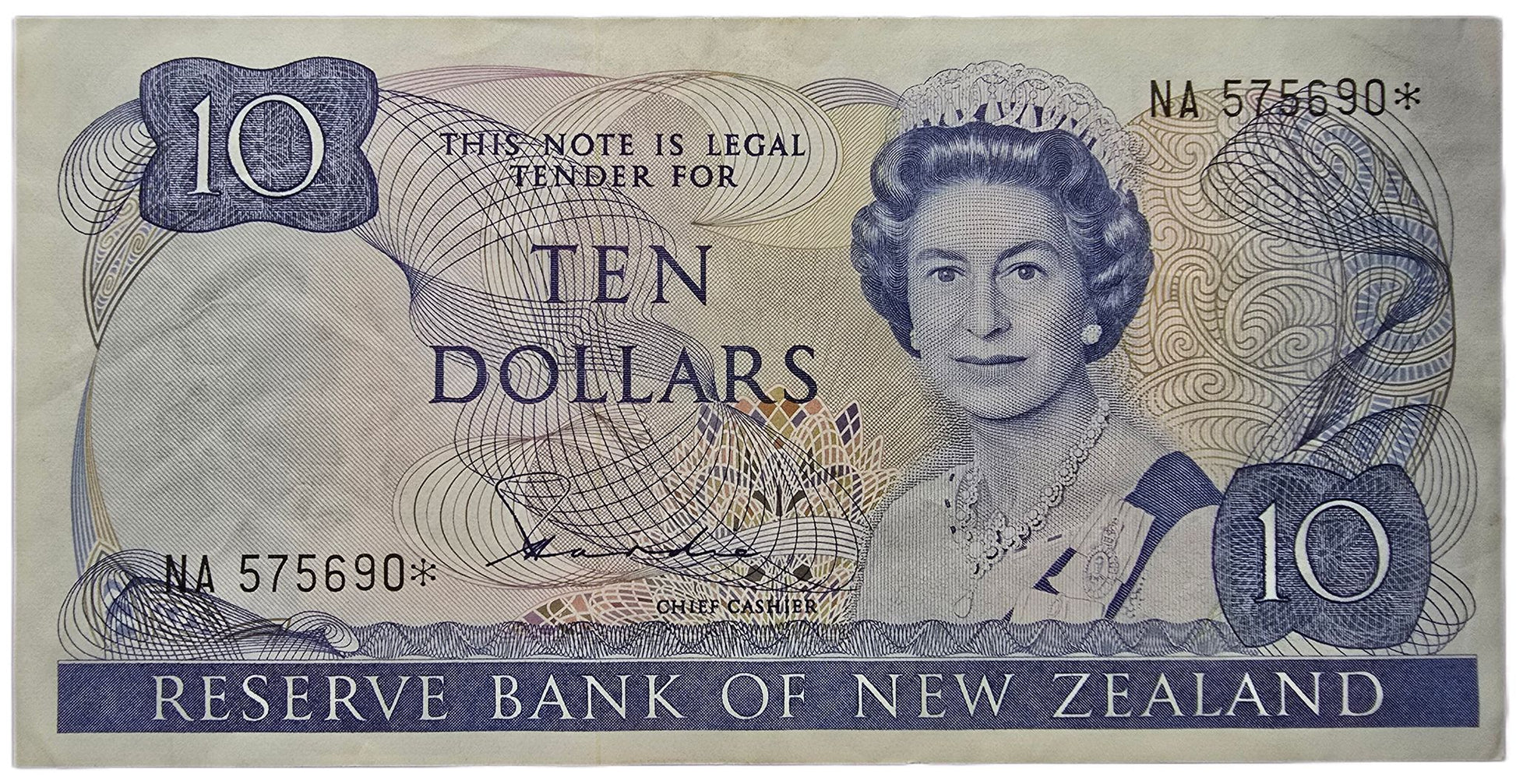 1981-1985 New Zealand Ten Dollar Star Note - Arts & Entertainment > Hobbies & Creative Arts > Collectibles > Collectible Coins & Currency > Collectible Banknotes from The Half Crown