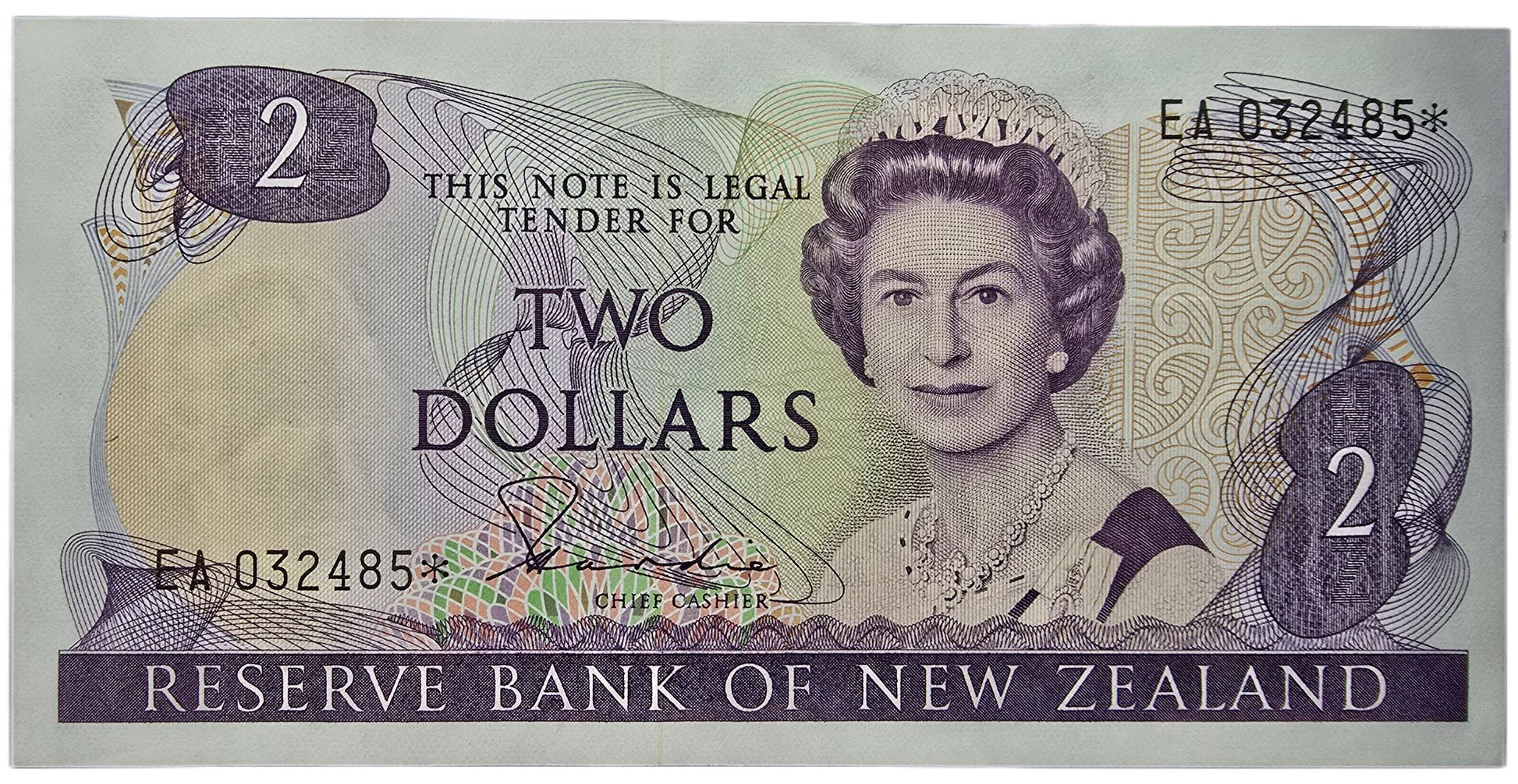 1981-1985 New Zealand Two Dollar, Star Note - Arts & Entertainment > Hobbies & Creative Arts > Collectibles > Collectible Coins & Currency > Collectible Banknotes from The Half Crown