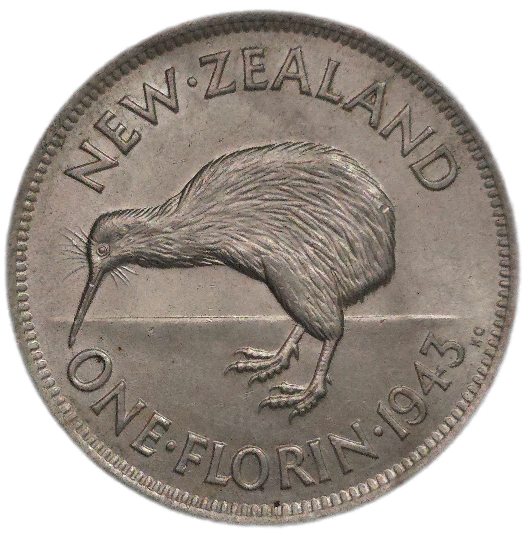 1943 New Zealand Florin, EF - Arts & Entertainment > Hobbies & Creative Arts > Collectibles > Collectible Coins & Currency > Collectible Coins > Rare Coins from The Half Crown