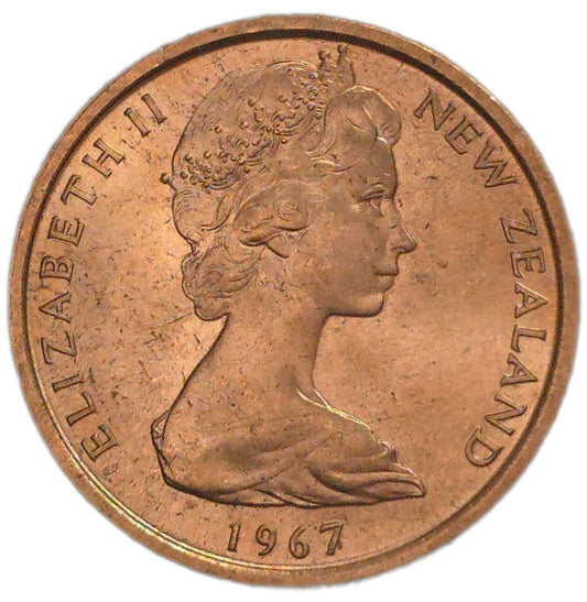 1967 New Zealand One Cent Coin, Uncirculated - Arts & Entertainment > Hobbies & Creative Arts > Collectibles > Collectible Coins & Currency > Collectible Coins > Rare Coins from The Half Crown