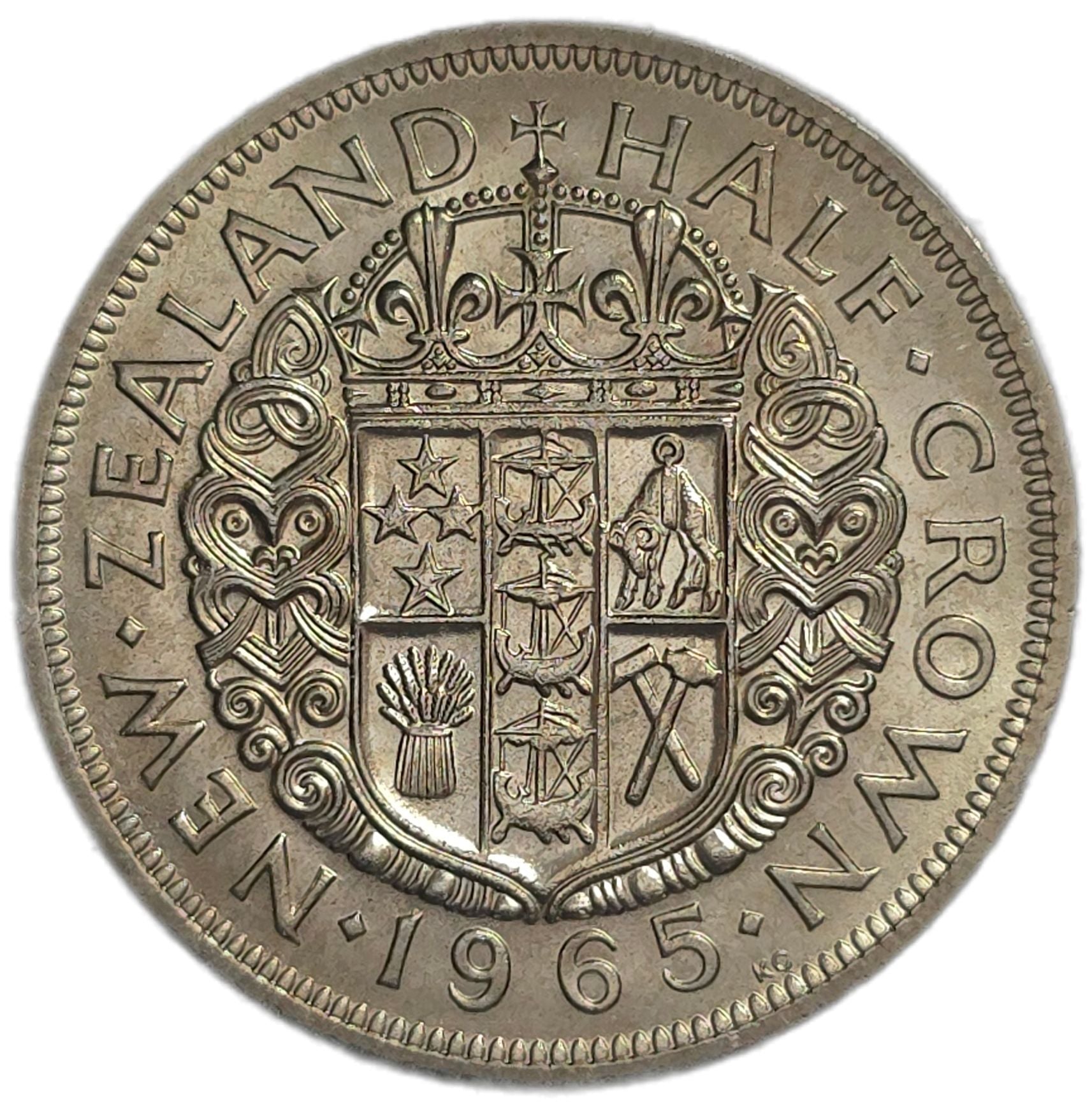 1965 New Zealand Half Crown, Uncirculated - Arts & Entertainment > Hobbies & Creative Arts > Collectibles > Collectible Coins & Currency > Collectible Coins > Rare Coins from The Half Crown