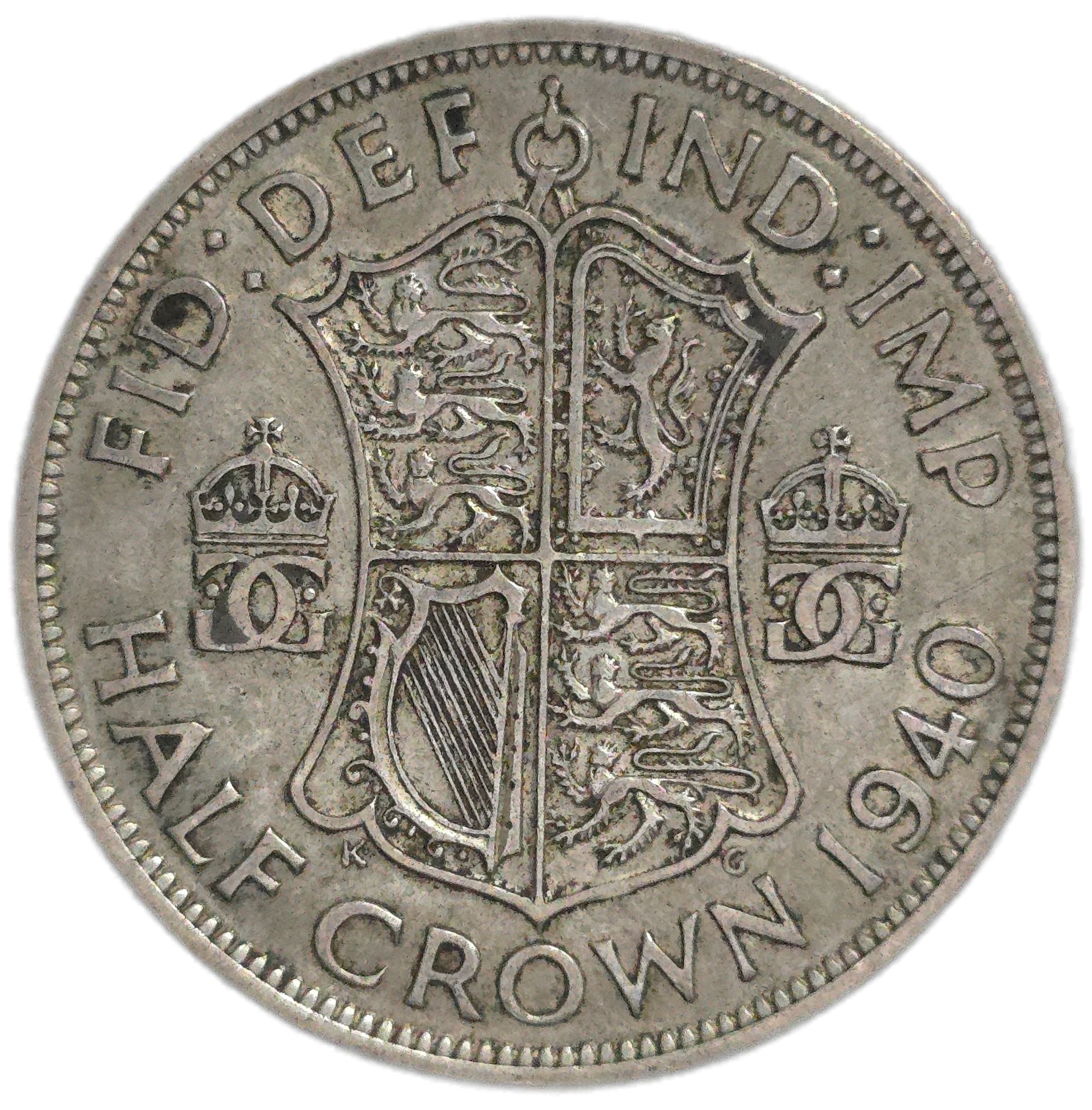 1940 United Kingdom Half Crown - Arts & Entertainment > Hobbies & Creative Arts > Collectibles > Collectible Coins & Currency > Collectible Coins > Rare Coins from The Half Crown