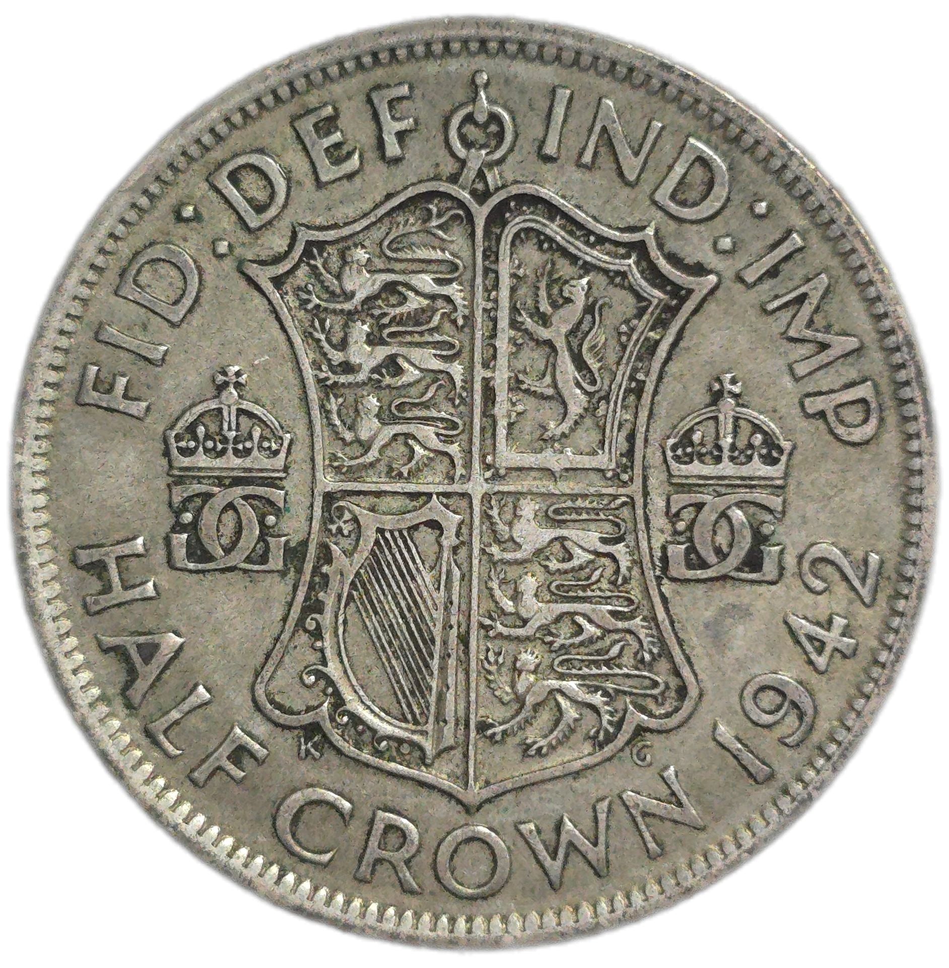 1942 United Kingdom Half Crown - Arts & Entertainment > Hobbies & Creative Arts > Collectibles > Collectible Coins & Currency > Collectible Coins > Rare Coins from The Half Crown