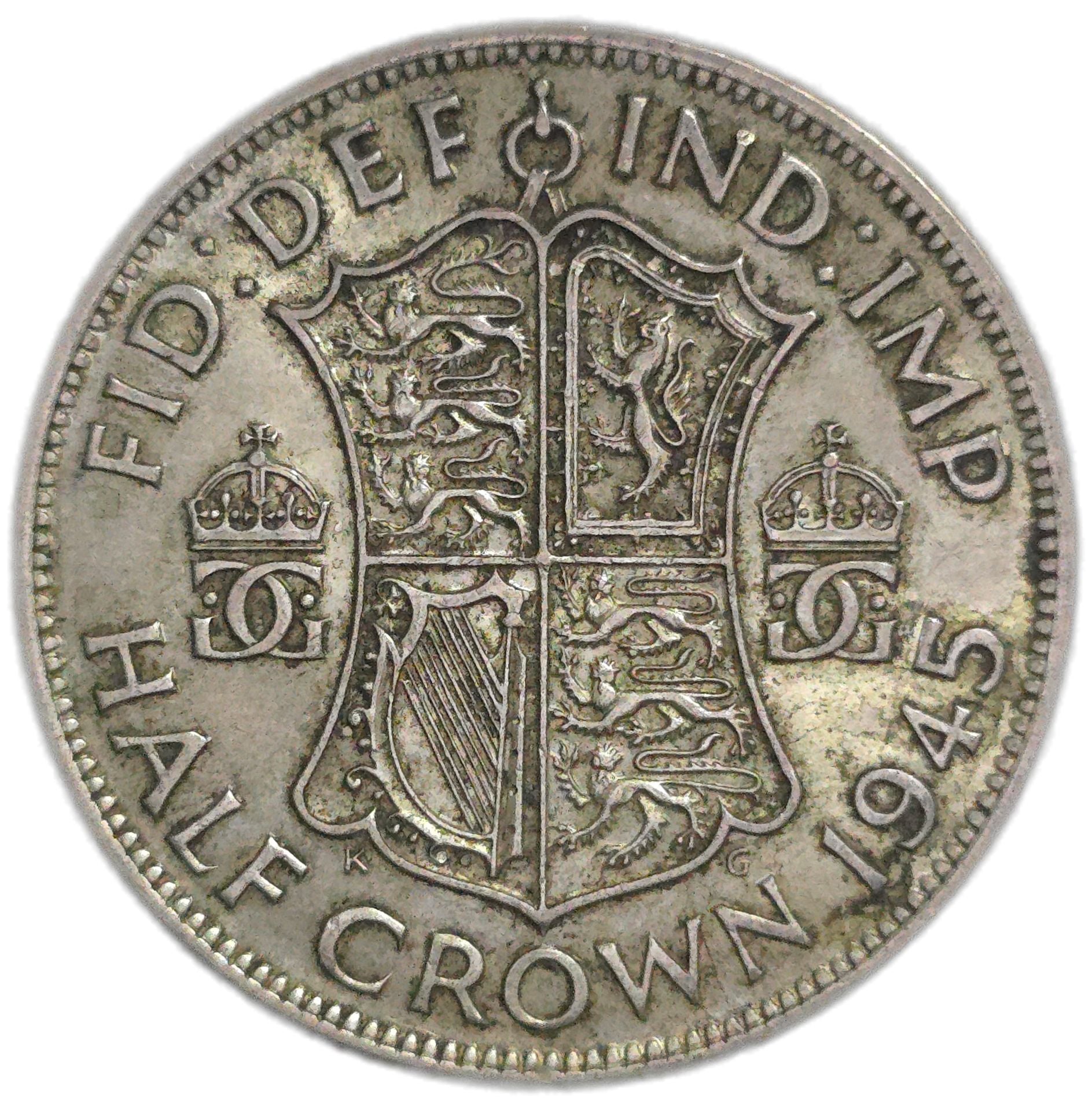 1945 United Kingdom Half Crown - Arts & Entertainment > Hobbies & Creative Arts > Collectibles > Collectible Coins & Currency > Collectible Coins > Rare Coins from The Half Crown