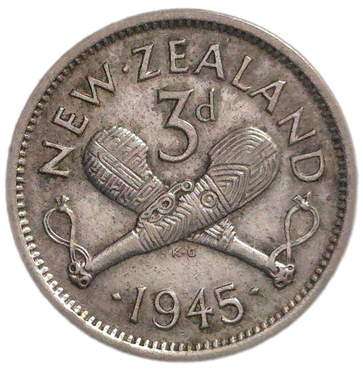 1945 New Zealand Threepence - Arts & Entertainment > Hobbies & Creative Arts > Collectibles > Collectible Coins & Currency > Collectible Coins > Rare Coins from The Half Crown