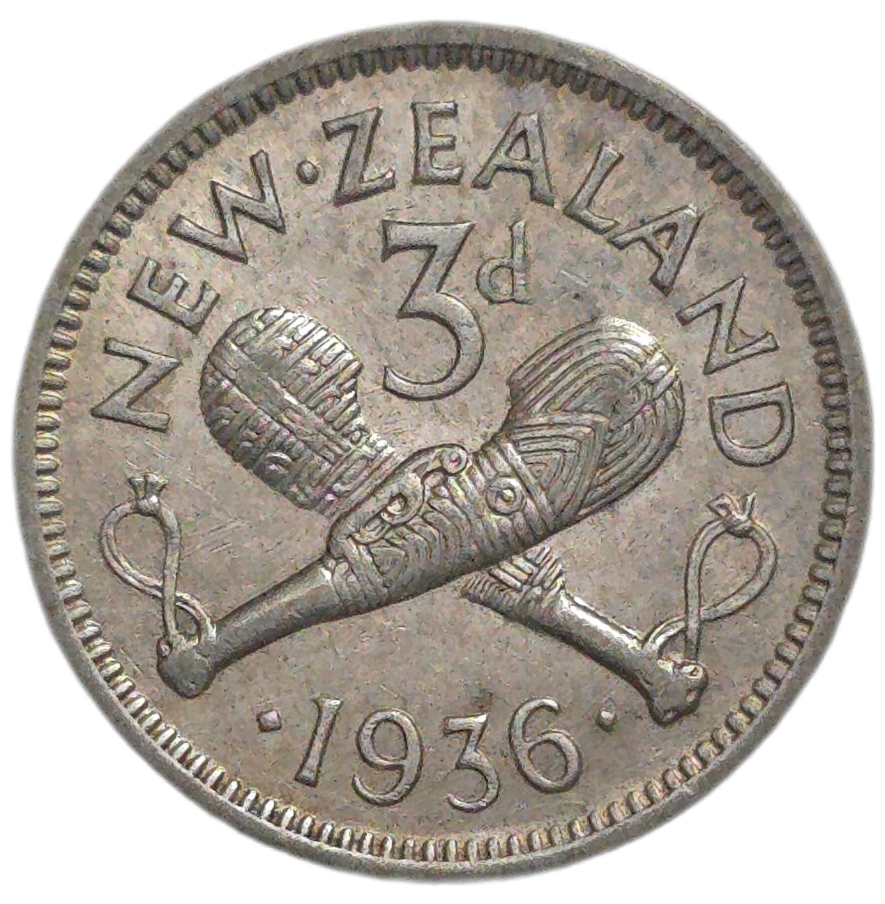 1936 New Zealand Threepence, EF - Arts & Entertainment > Hobbies & Creative Arts > Collectibles > Collectible Coins & Currency > Collectible Coins > Rare Coins from The Half Crown