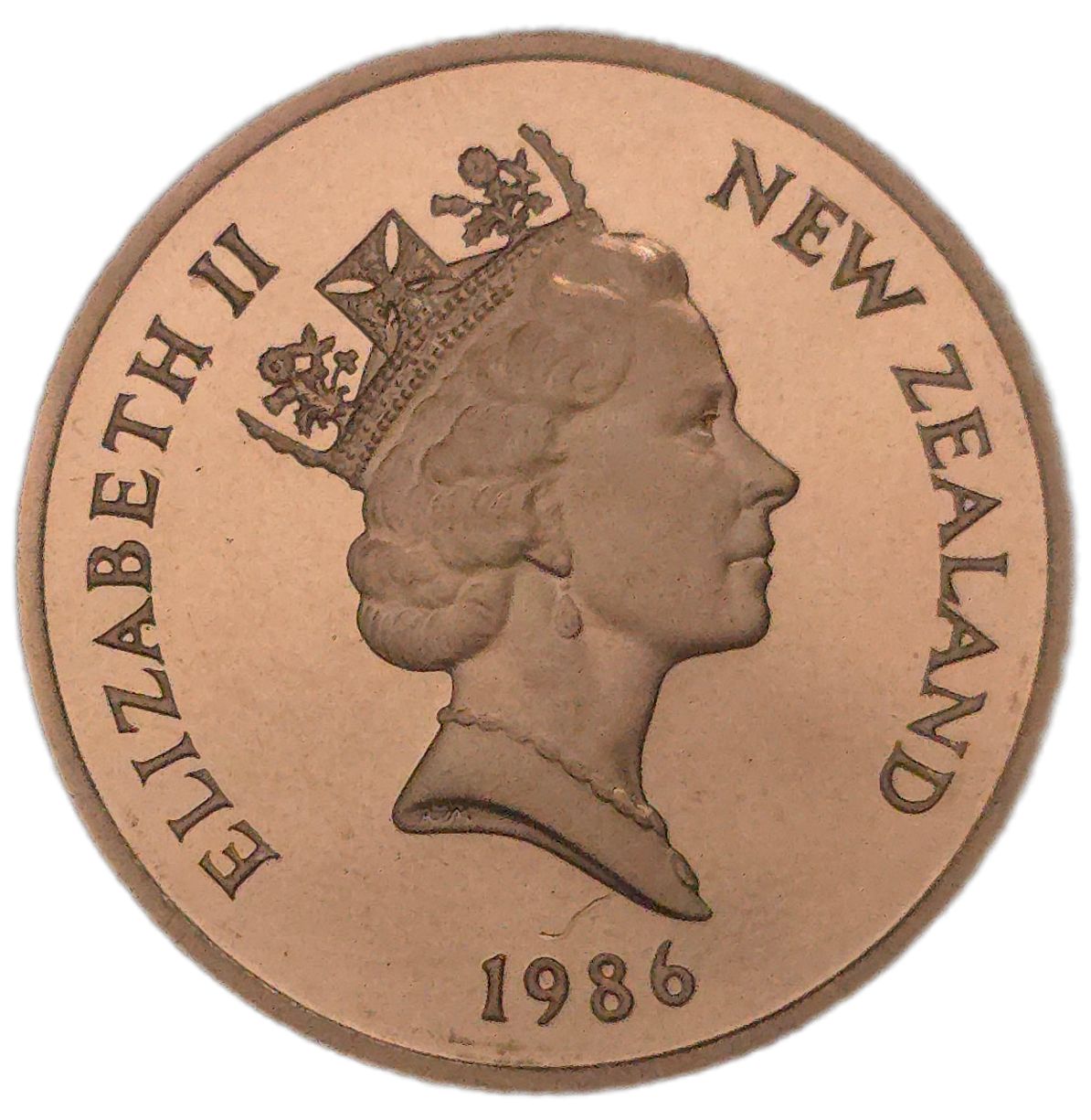 1986 New Zealand Two Cent Coin, Proof - Arts & Entertainment > Hobbies & Creative Arts > Collectibles > Collectible Coins & Currency > Collectible Coins > Rare Coins from The Half Crown
