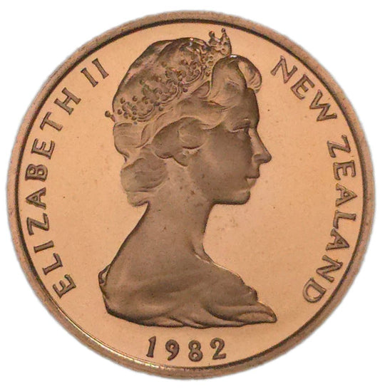 1982 New Zealand One Cent Coin, Proof - Arts & Entertainment > Hobbies & Creative Arts > Collectibles > Collectible Coins & Currency > Collectible Coins > Rare Coins from The Half Crown