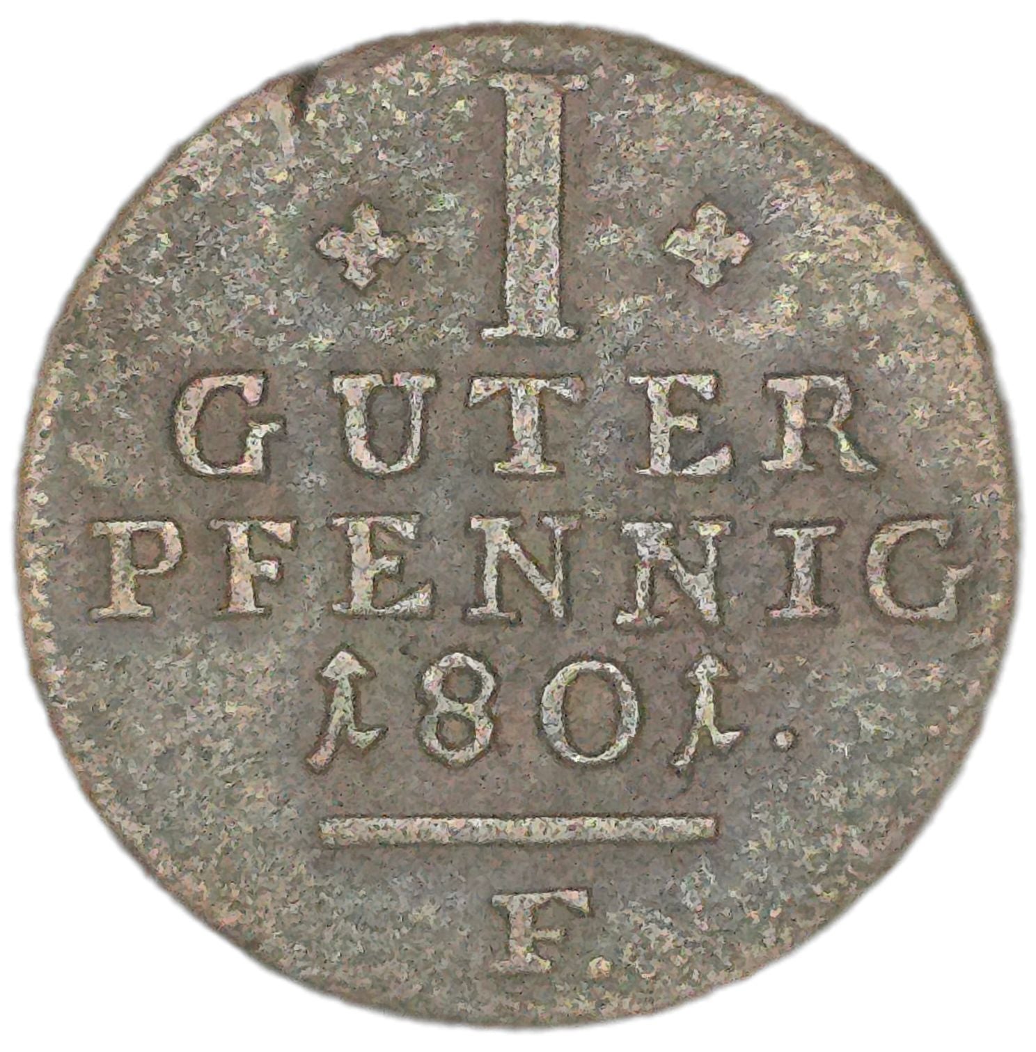 1801 German States 1 Pfennig, Schaumburg-Hessen - Arts & Entertainment > Hobbies & Creative Arts > Collectibles > Collectible Coins & Currency > Collectible Coins > Rare Coins from The Half Crown