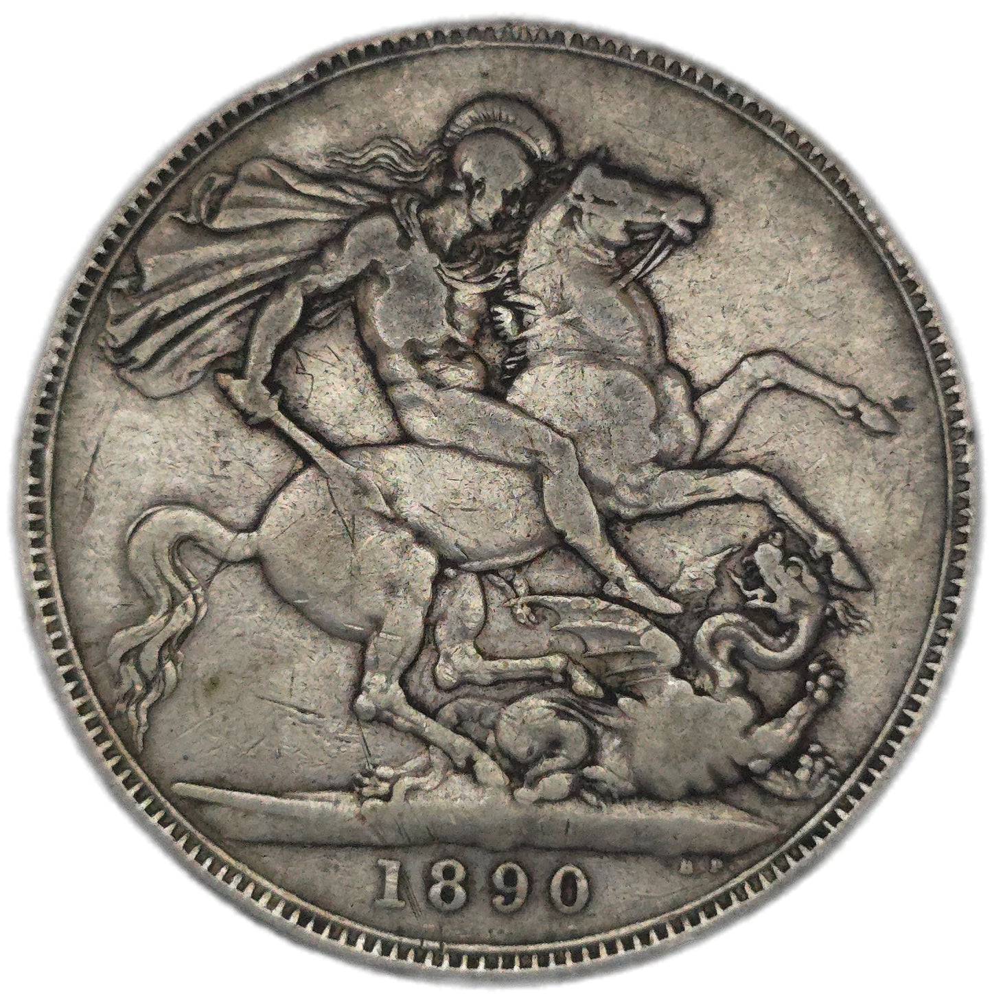 1890 United Kingdom Crown, gFine - Arts & Entertainment > Hobbies & Creative Arts > Collectibles > Collectible Coins & Currency > Collectible Coins > Rare Coins from The Half Crown