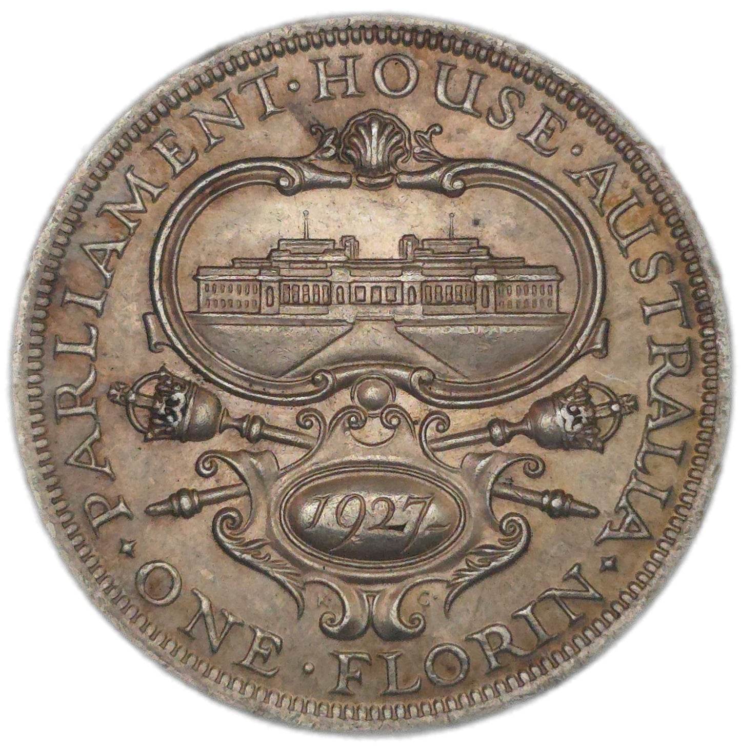 1927 Australia Canberra Florin, EF - Arts & Entertainment > Hobbies & Creative Arts > Collectibles > Collectible Coins & Currency > Collectible Coins > Rare Coins from The Half Crown