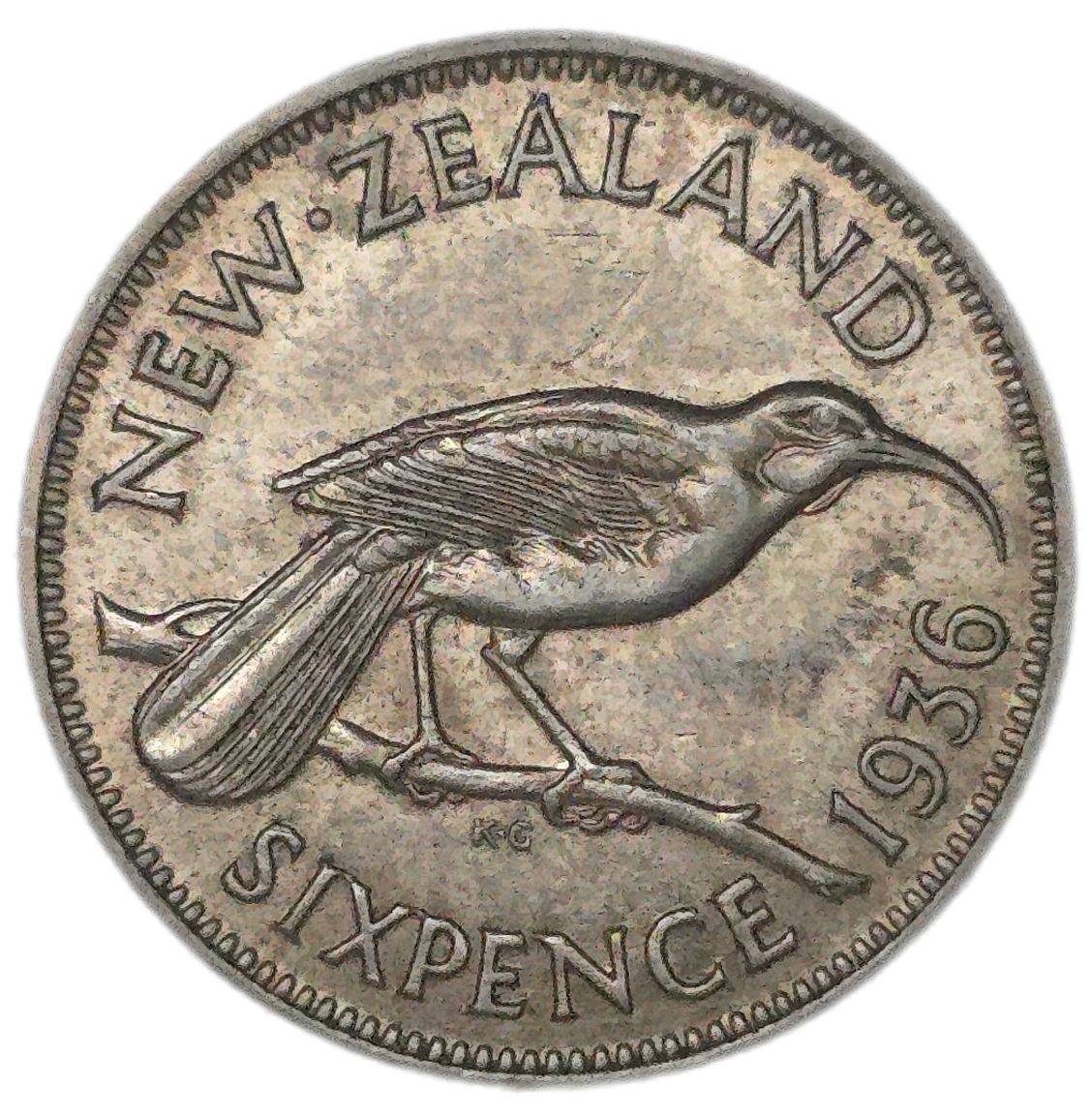 1936 New Zealand Sixpence, gVF - Arts & Entertainment > Hobbies & Creative Arts > Collectibles > Collectible Coins & Currency > Collectible Coins > Rare Coins from The Half Crown
