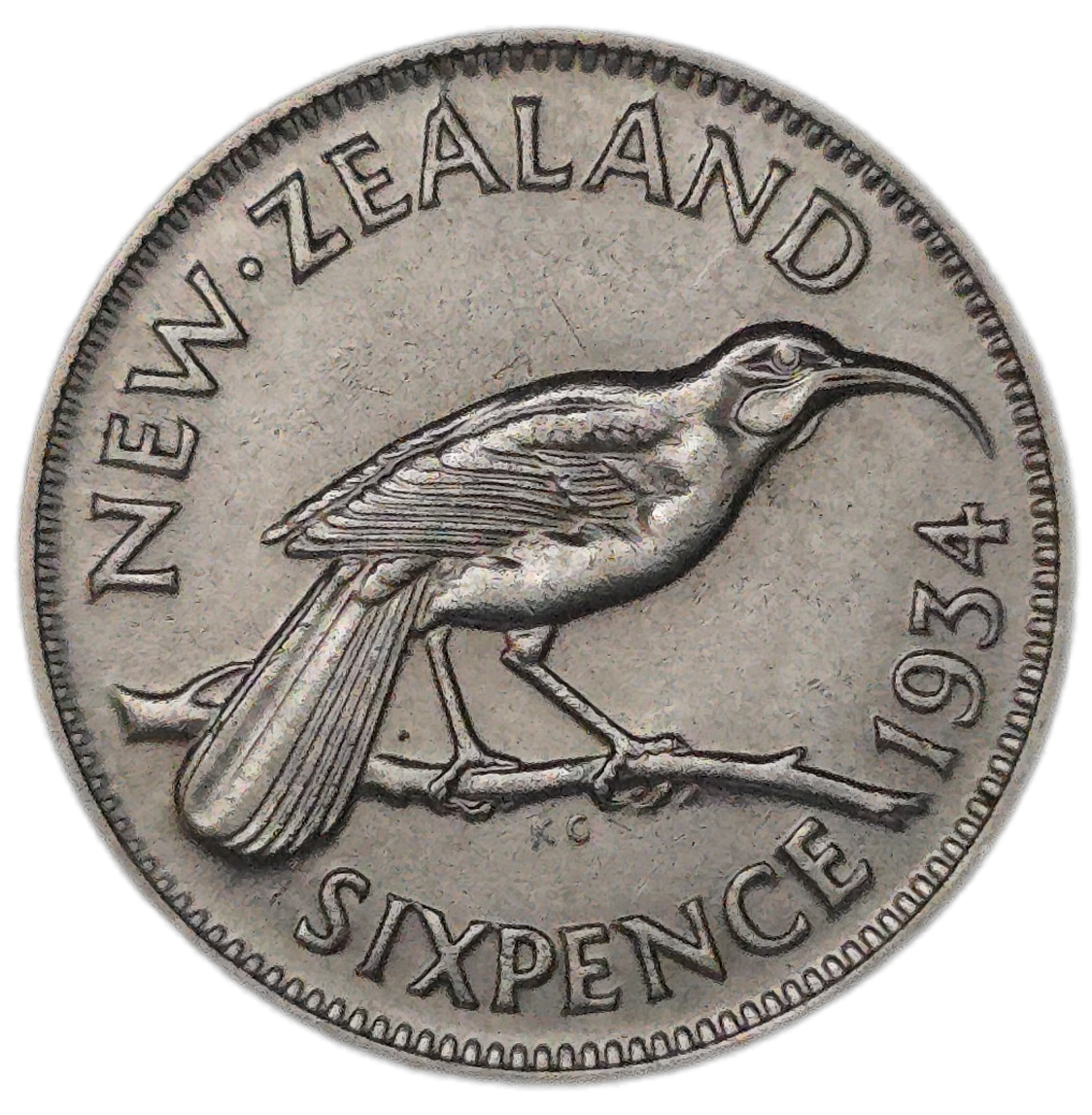 1934 New Zealand Sixpence, gVF - Arts & Entertainment > Hobbies & Creative Arts > Collectibles > Collectible Coins & Currency > Collectible Coins > Rare Coins from The Half Crown