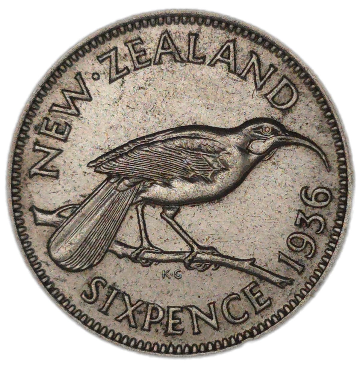 1936 New Zealand Sixpence, gVF - Arts & Entertainment > Hobbies & Creative Arts > Collectibles > Collectible Coins & Currency > Collectible Coins > Rare Coins from The Half Crown