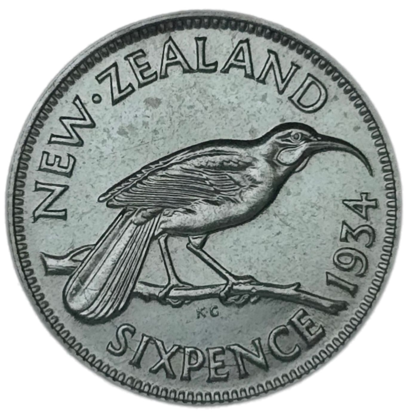 1934 New Zealand Sixpence, gEF