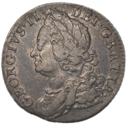 1758 United Kingdom Sixpence, aVF