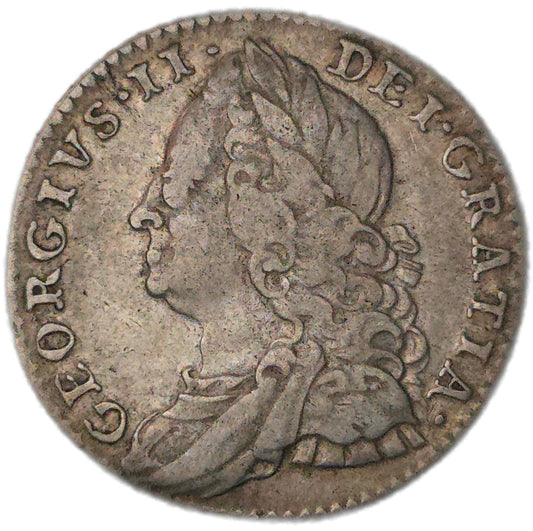 1757 United Kingdom Sixpence, aVF