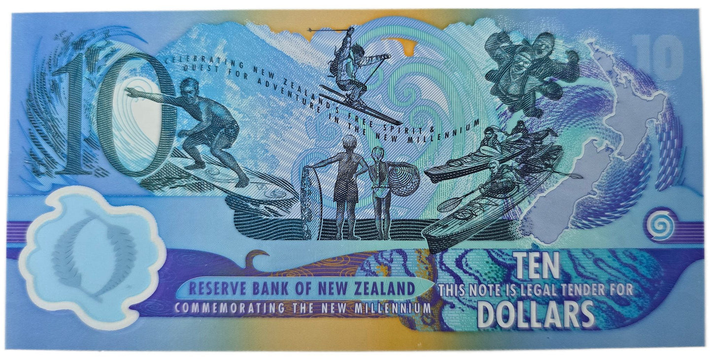 2000 New Zealand Commemorative $10 Note, Red Serial & Booklet