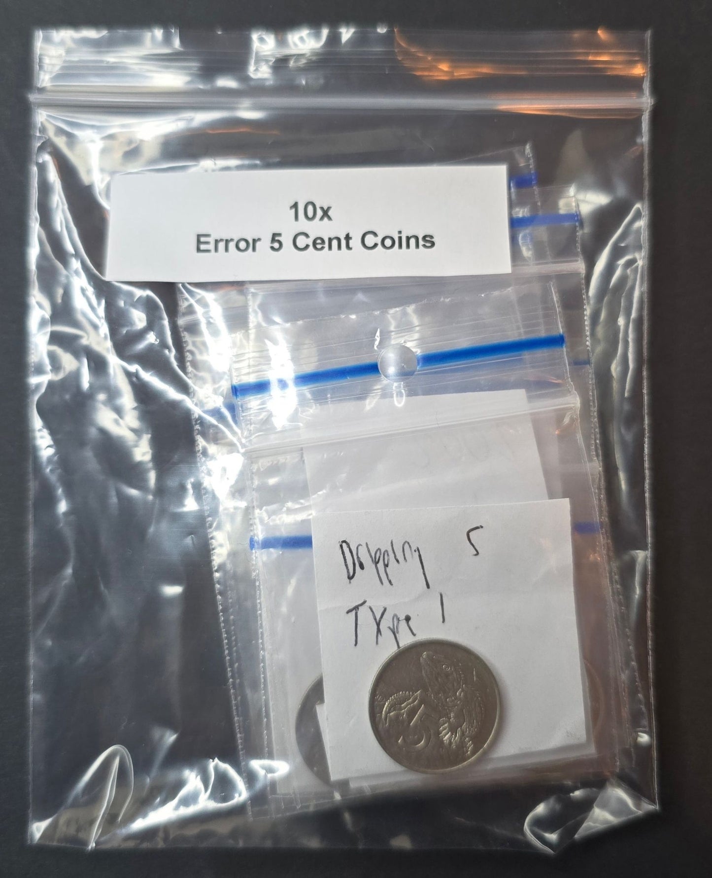 1967 - 2004 New Zealand 5 Cents, 10x Error Coins