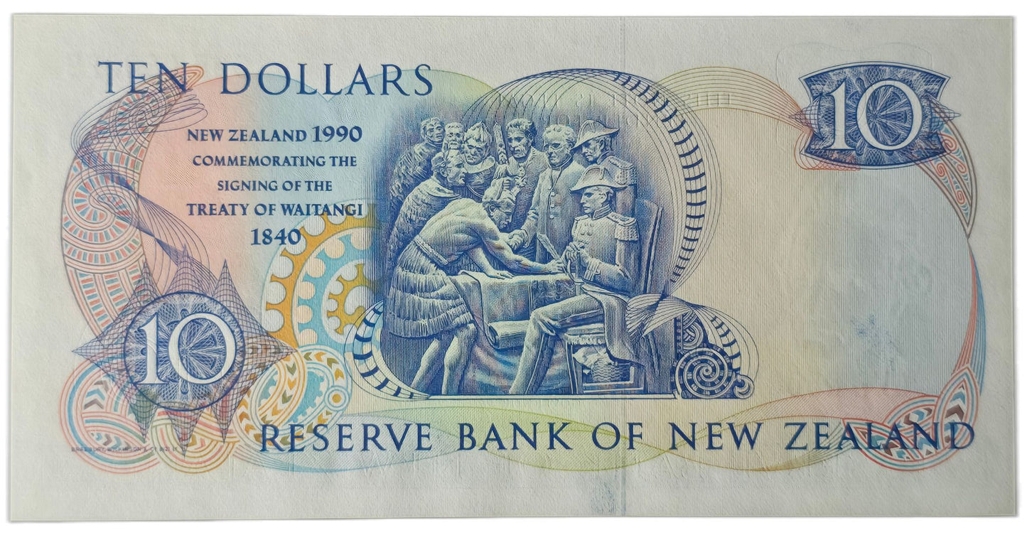1990 Ten Dollar Note, CWB Prefix, 150 Years Waitangi Commemorative