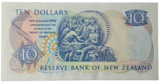 1990 Ten Dollar Note, CWB Prefix, 150 Years Waitangi Commemorative