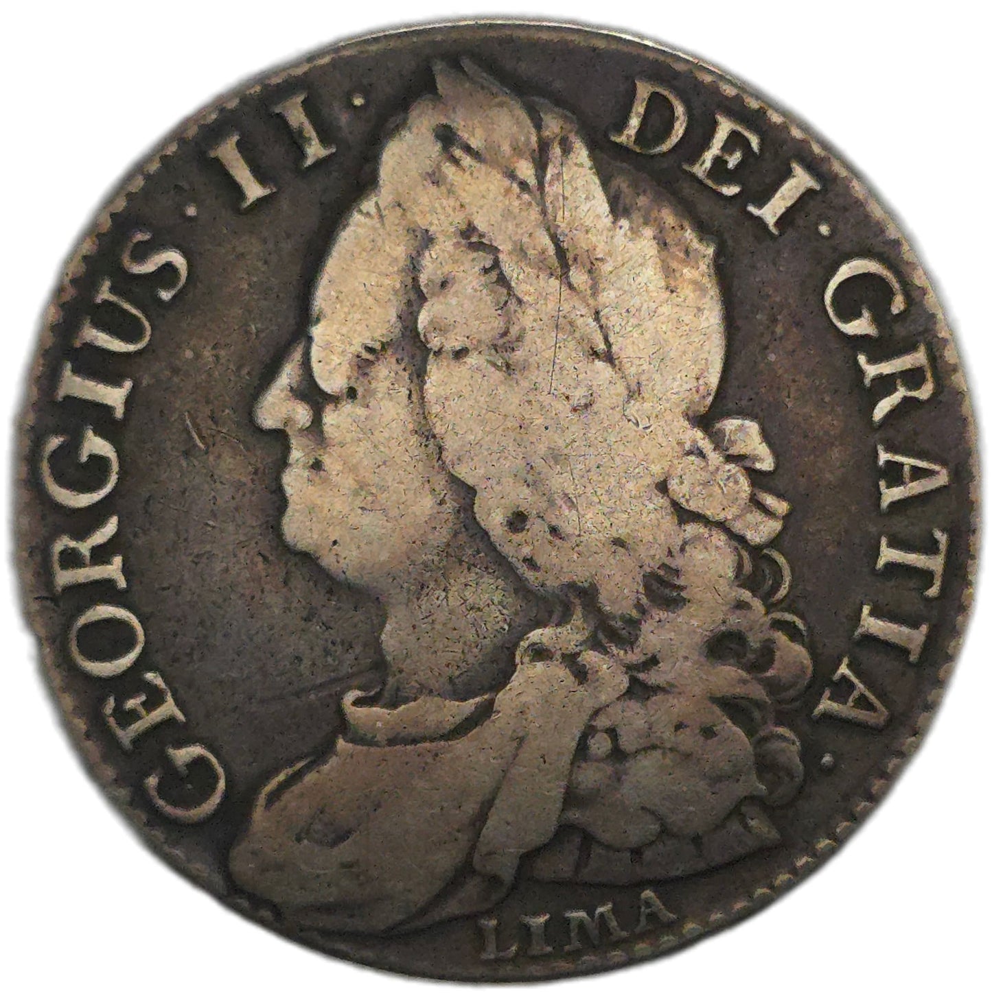 1745 United Kingdom Half Crown, Lima Mint