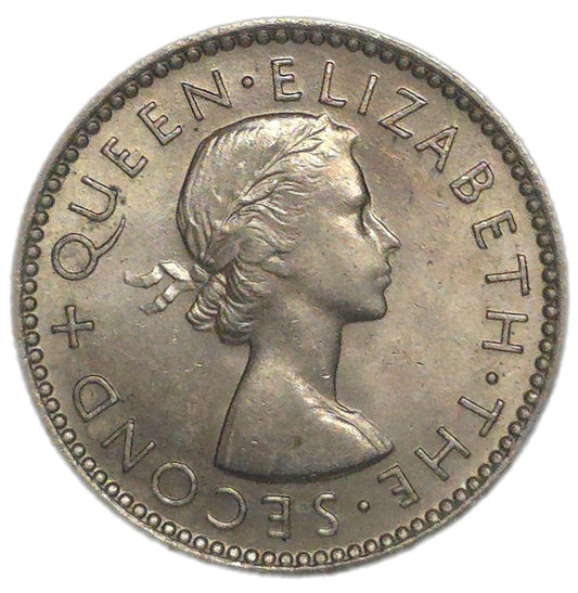 1953 New Zealand Sixpence, aUNC