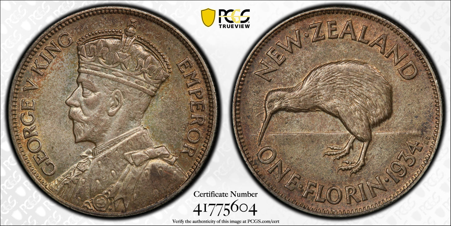 1934 New Zealand Florin PCGS MS63