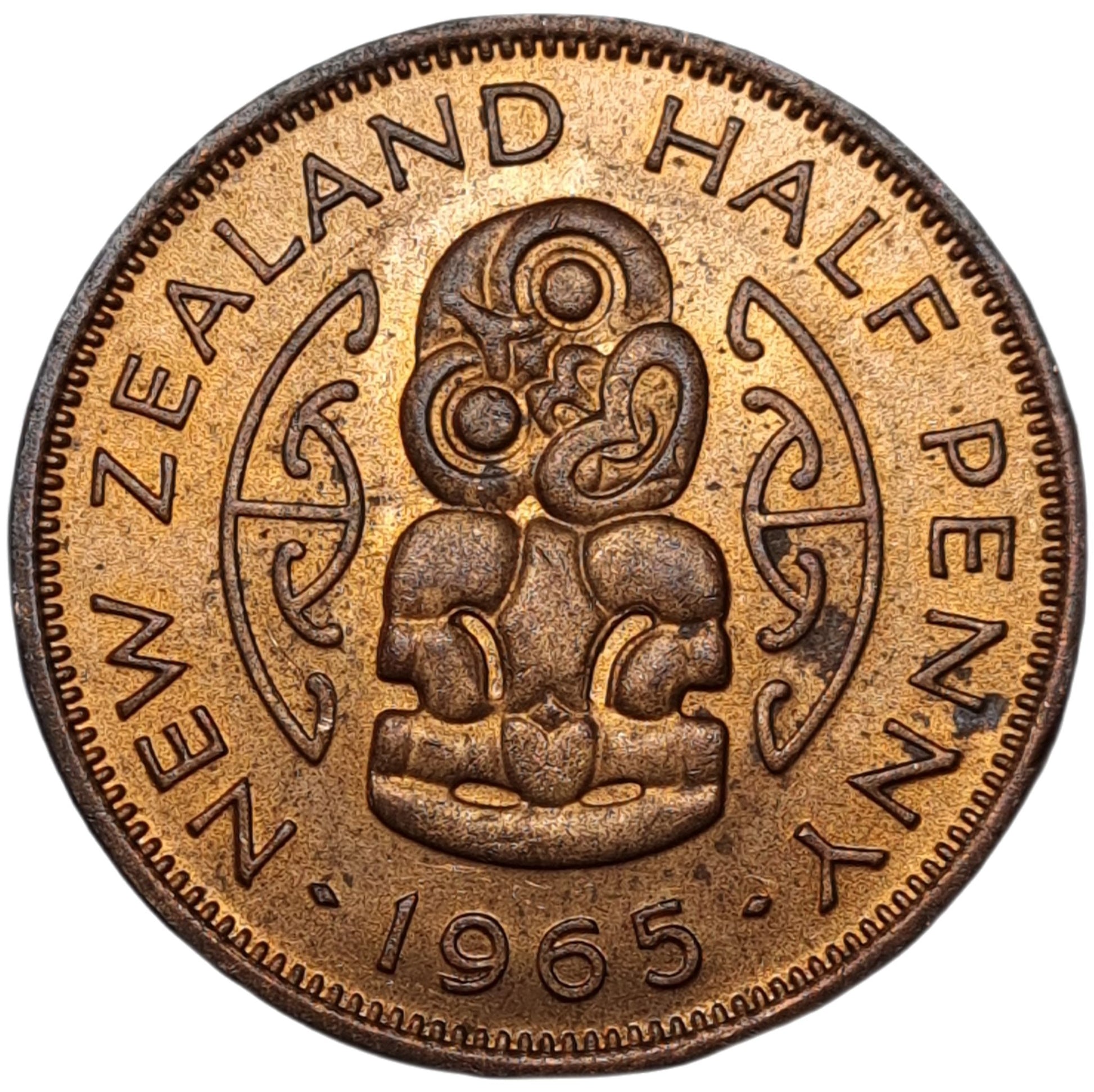 1965 New Zealand Half Penny, Uncirculated - Arts & Entertainment > Hobbies & Creative Arts > Collectibles > Collectible Coins & Currency > Collectible Coins > Rare Coins from The Half Crown