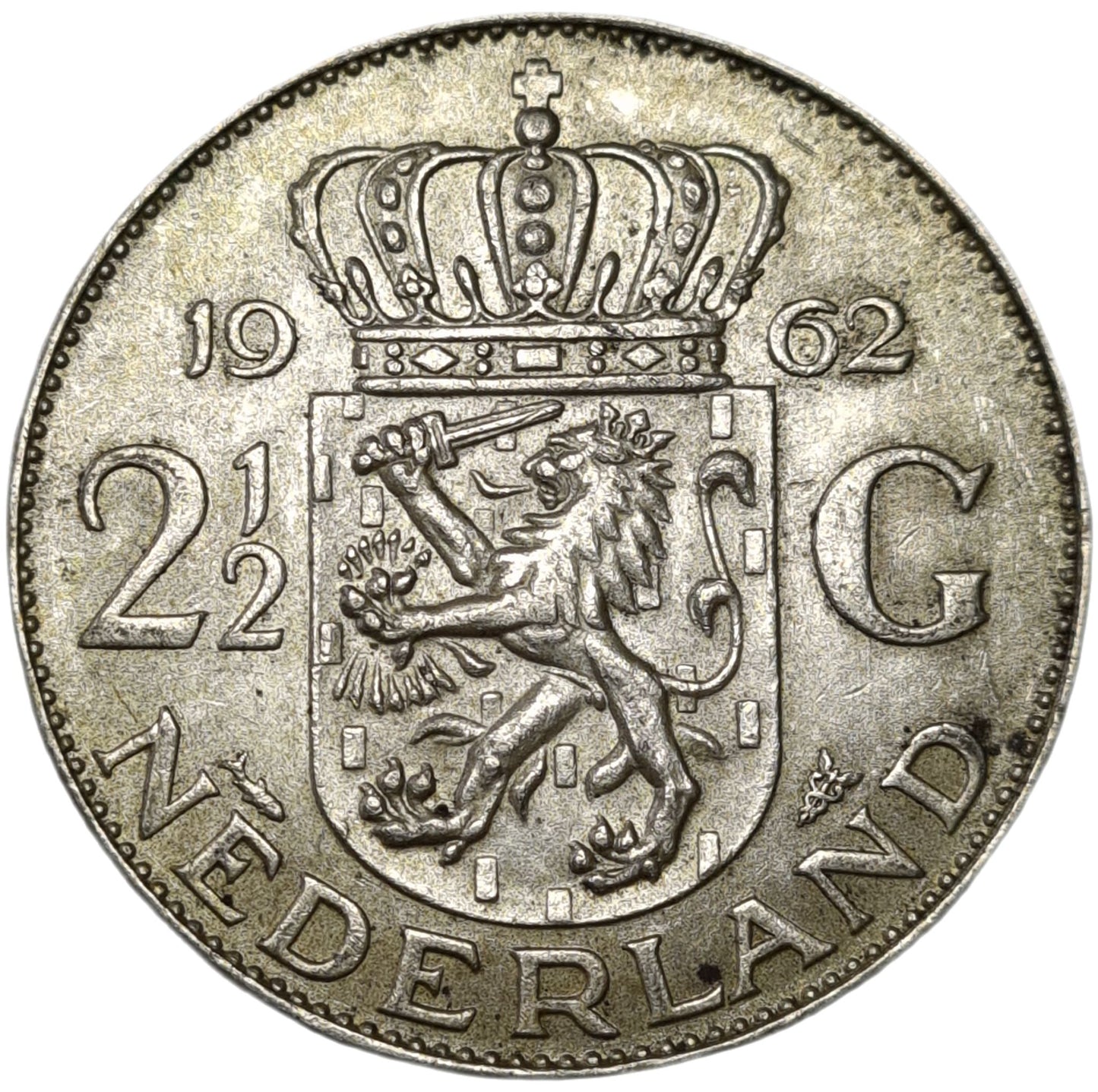 1962 Netherlands 2 1/2 Gulden - Arts & Entertainment > Hobbies & Creative Arts > Collectibles > Collectible Coins & Currency > Collectible Coins > Rare Coins from The Half Crown