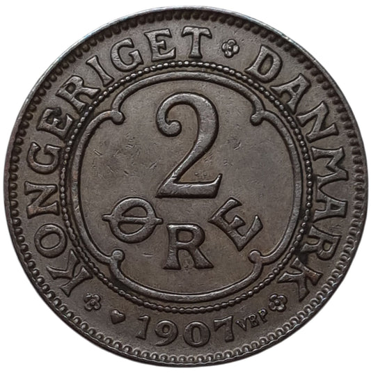 1907 Denmark 2 Ore - Arts & Entertainment > Hobbies & Creative Arts > Collectibles > Collectible Coins & Currency > Collectible Coins > Rare Coins from The Half Crown