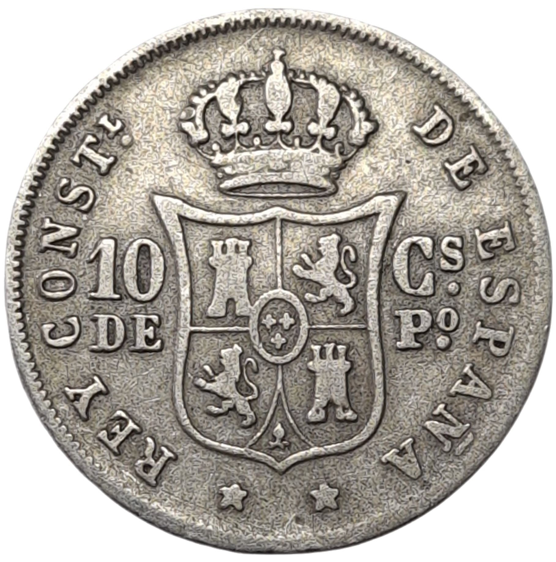 1885 Philippines 10 Centimos - Arts & Entertainment > Hobbies & Creative Arts > Collectibles > Collectible Coins & Currency > Collectible Coins > Rare Coins from The Half Crown
