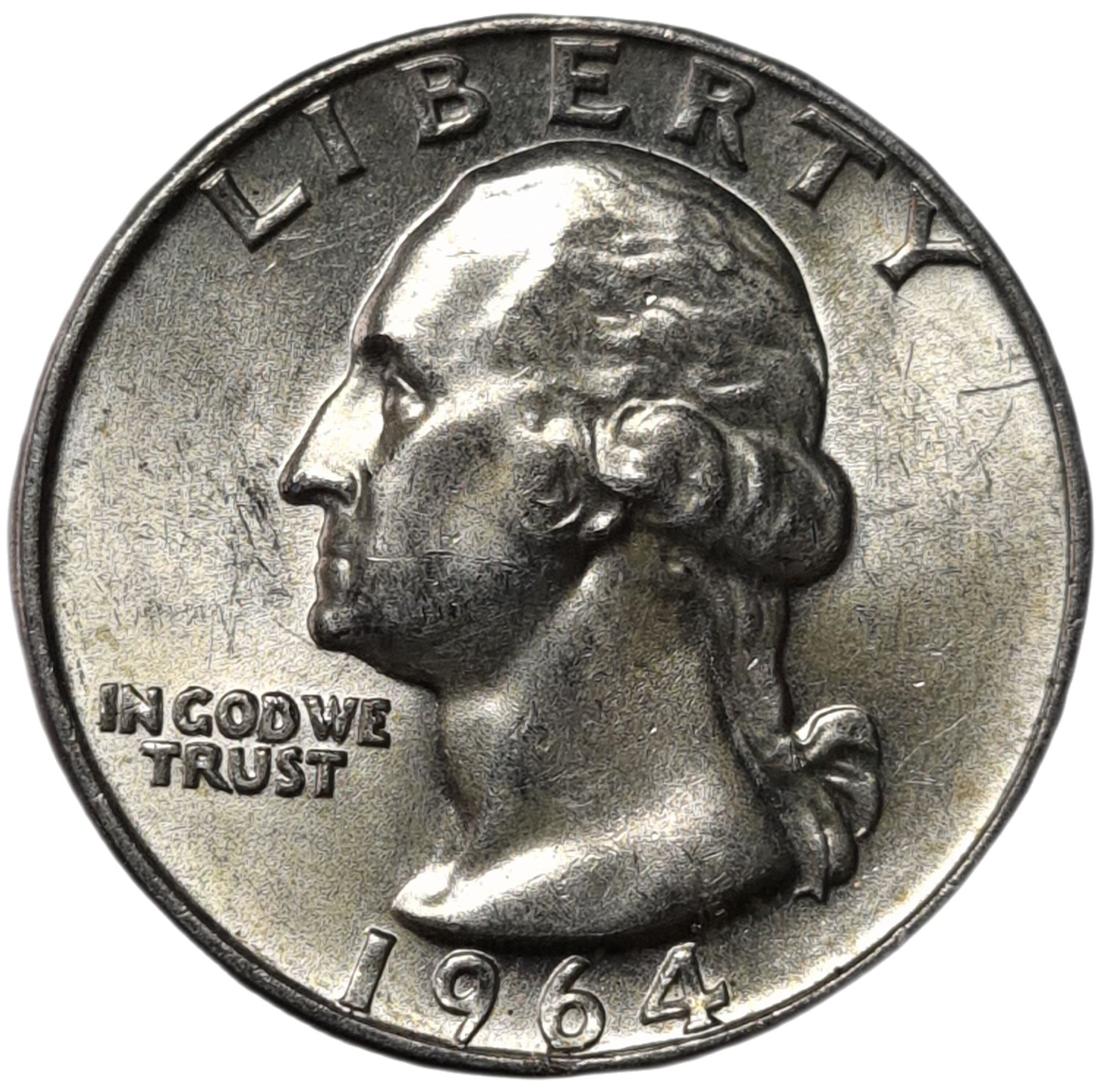 1964 United States Washington Quarter, 90% Silver, Uncirculated - Arts & Entertainment > Hobbies & Creative Arts > Collectibles > Collectible Coins & Currency > Collectible Coins > Rare Coins from The Half Crown