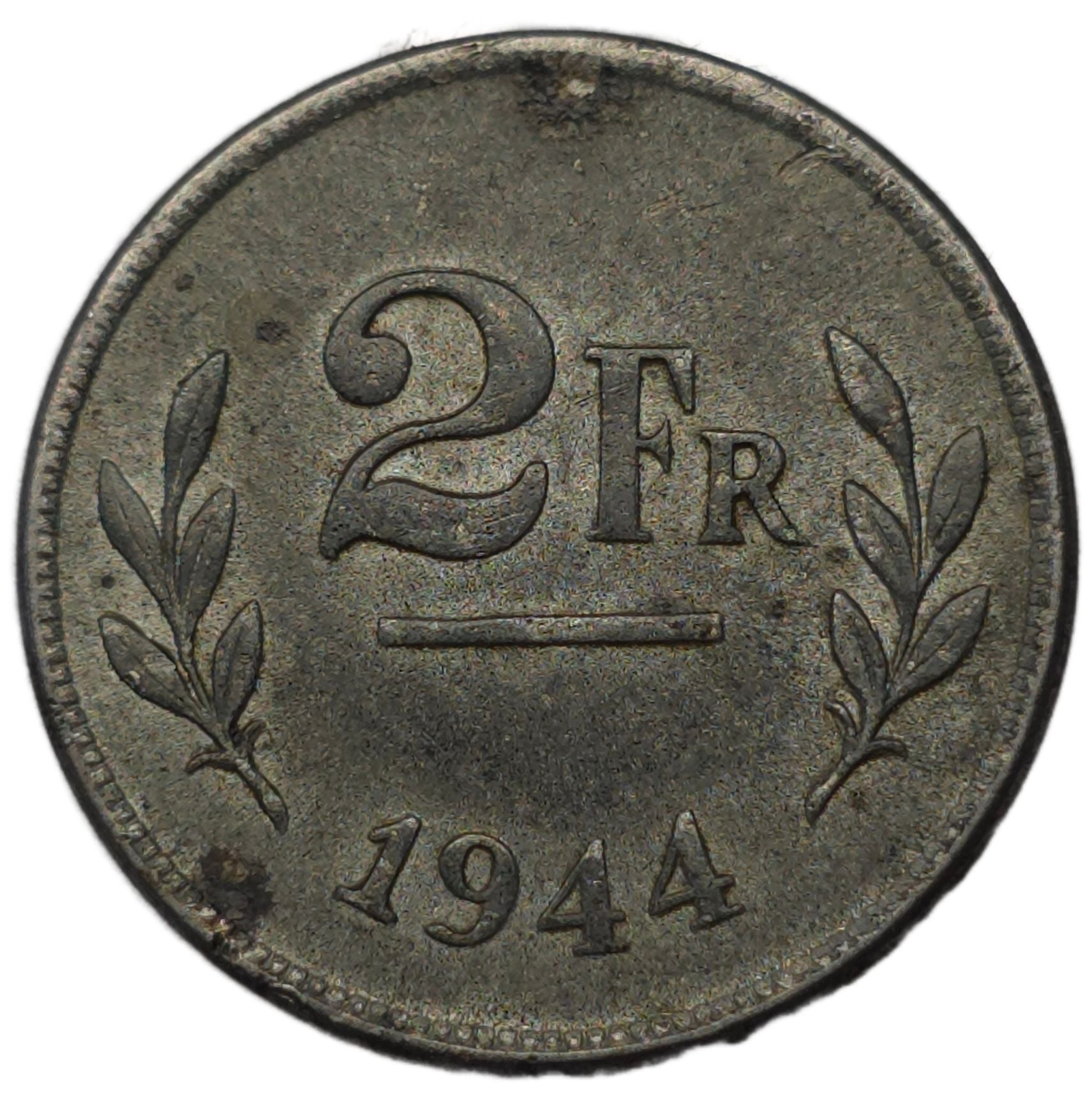 1944 Belgium 2 Francs, Allied Occupation Coinage - Arts & Entertainment > Hobbies & Creative Arts > Collectibles > Collectible Coins & Currency > Collectible Coins > Rare Coins from The Half Crown