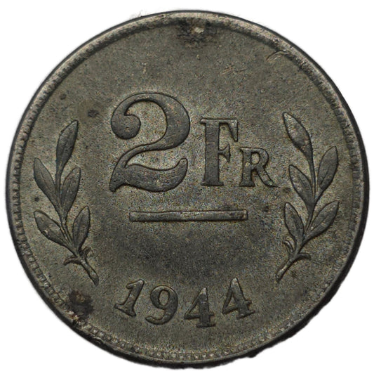 1944 Belgium 2 Francs, Allied Occupation Coinage - Arts & Entertainment > Hobbies & Creative Arts > Collectibles > Collectible Coins & Currency > Collectible Coins > Rare Coins from The Half Crown
