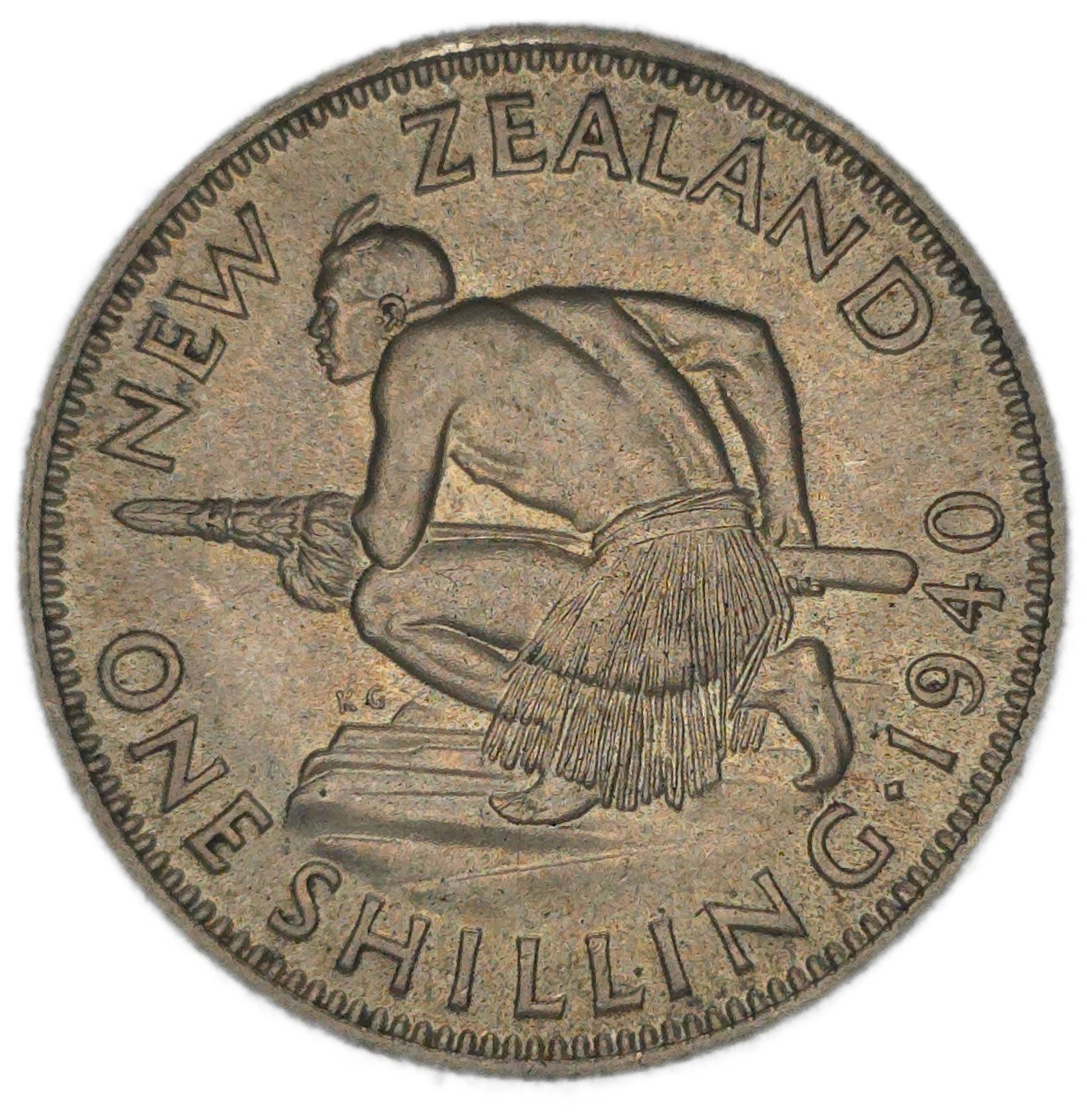 New Zealand 1940 Shilling gEF - Arts & Entertainment > Hobbies & Creative Arts > Collectibles > Collectible Coins & Currency > Collectible Coins > Rare Coins from The Half Crown